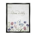 thumbnail image 1 of Stupell Industries Bloom Wildly Flower Blossoms Botanicals Rustic Design Graphic Art Jet Black Floating Framed Canvas Print Wall Art, Design by Lettered and Lined, 1 of 5