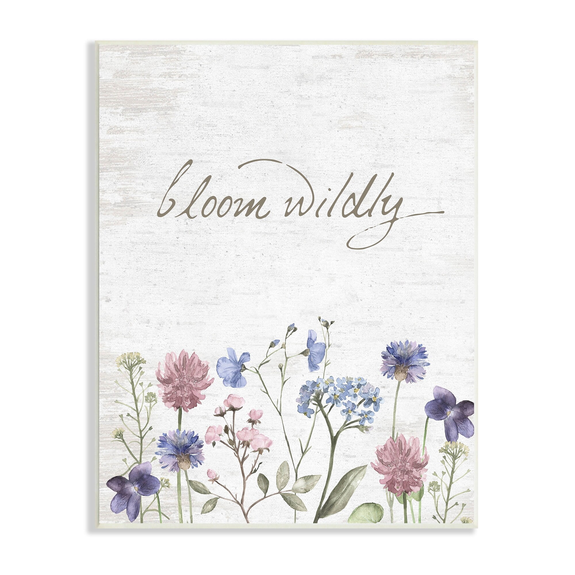 Stupell Industries Bloom Wildly Flower Blossoms Botanicals Rustic Design Graphic Art Unframed Art Print Wall Art, Design by Lettered and Lined