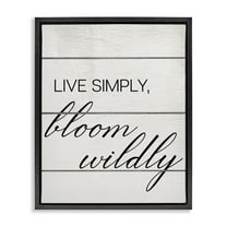 Stupell Industries Bloom Wildly Phrase Typography Painting Black Floater Framed Canvas Art Print Wall Art, 17 x 21