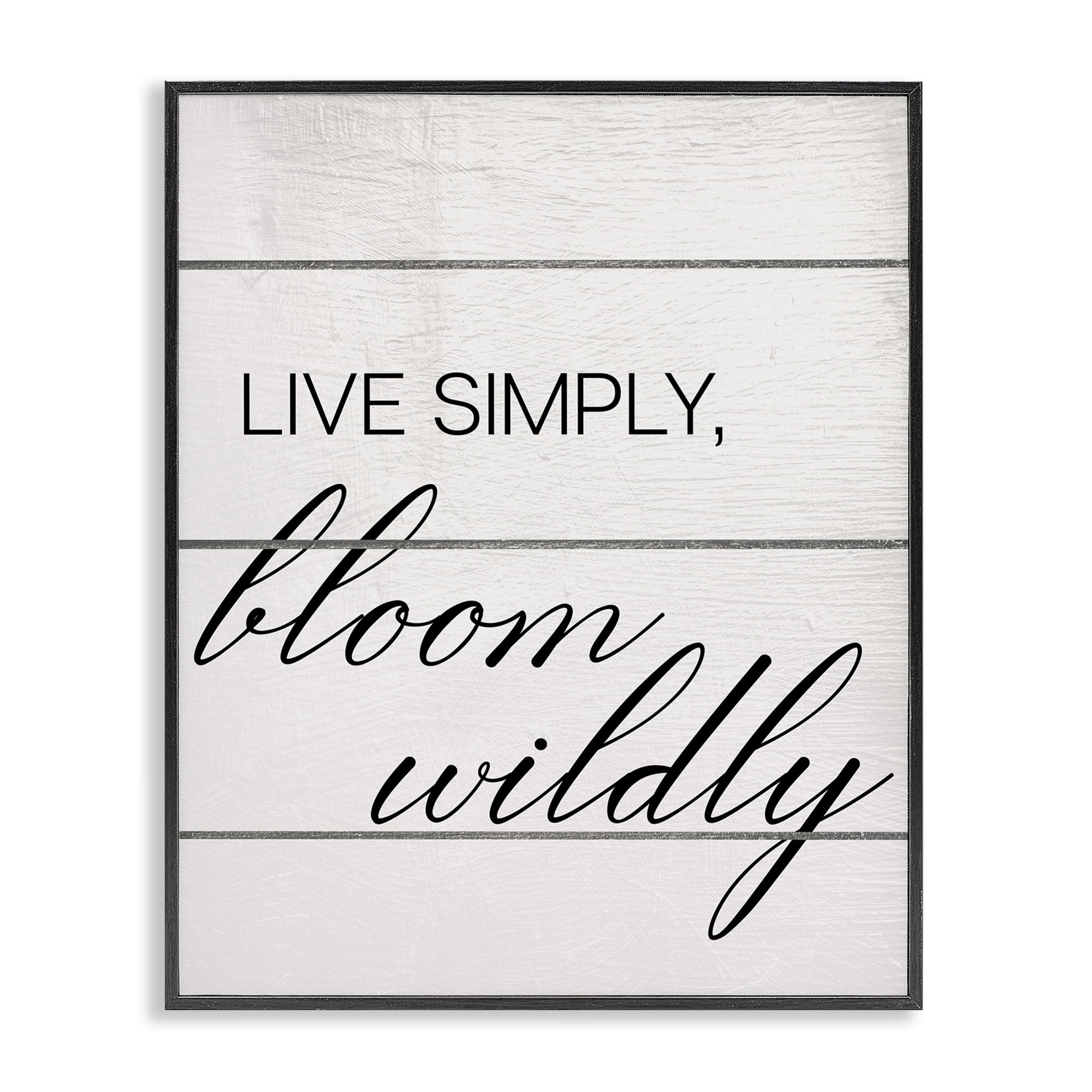 Stupell Industries Bloom Wildly Phrase Typography Painting Black Framed Art Print Wall Art, 24 x 30