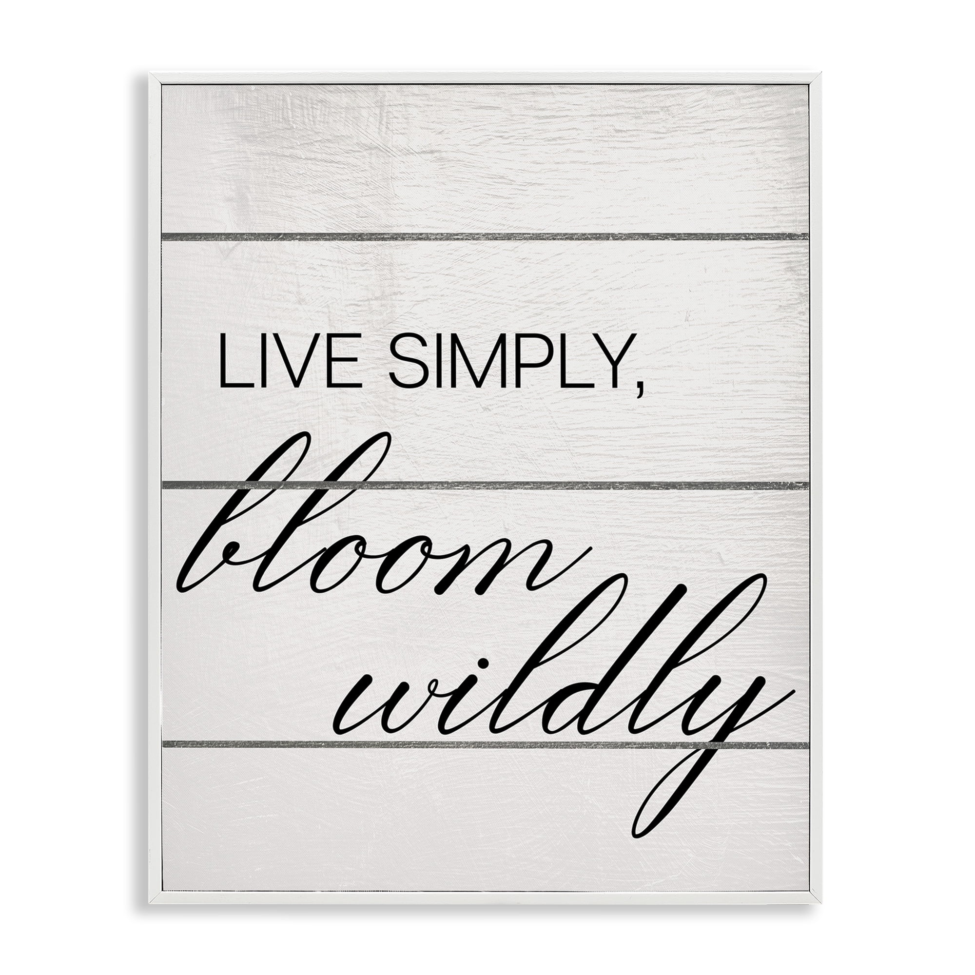 Stupell Industries Bloom Wildly Phrase Typography Painting White Framed Art Print Wall Art, 24 x 30
