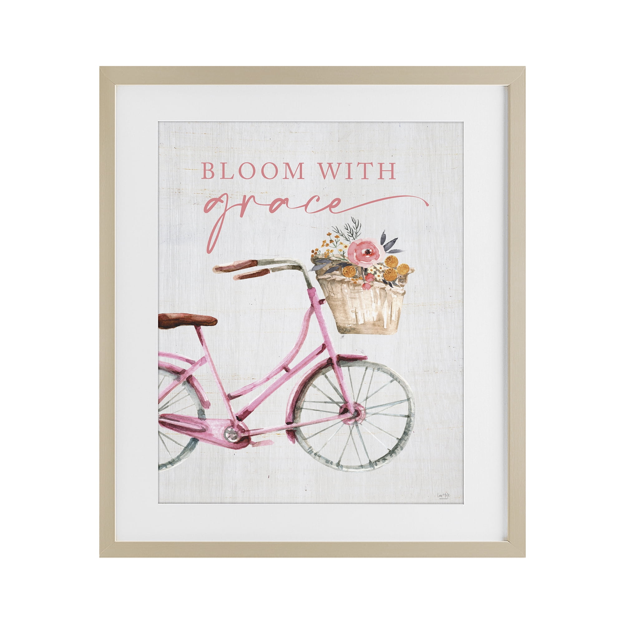 Stupell Industries Bloom With Grace Bicycle Birch Framed Print Under Glass, design by Lux + Me Designs