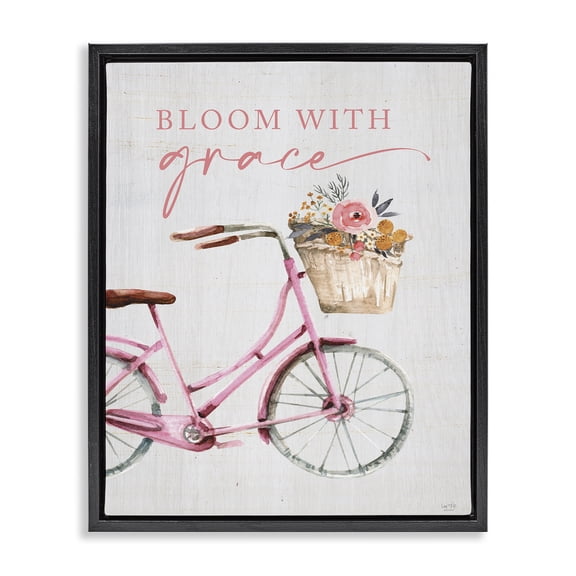 Stupell Industries Bloom With Grace Bicycle Black Framed Floater Canvas Wall Art, design by Lux + Me Designs