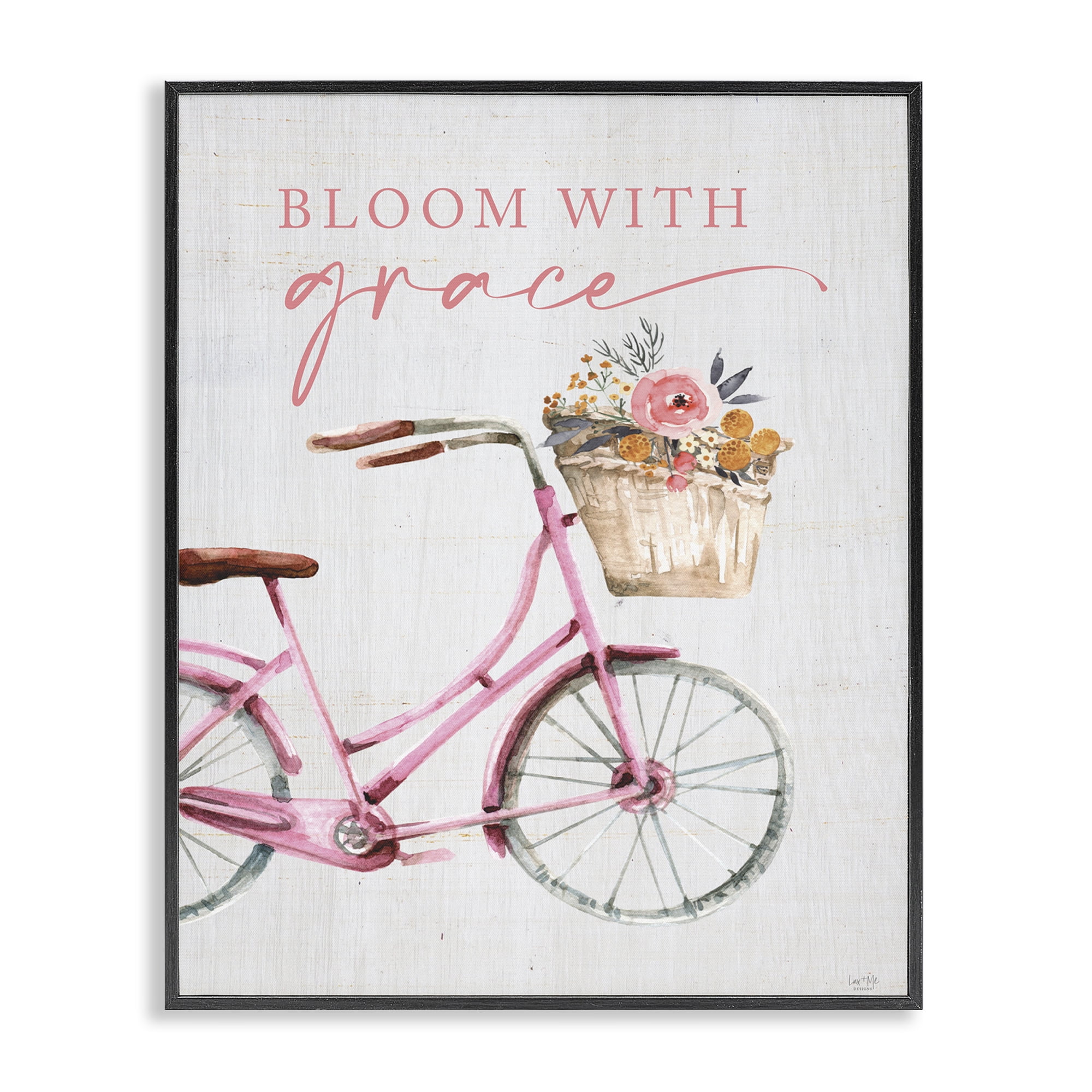 Stupell Industries Bloom With Grace Bicycle Black Framed Giclee Art, design by Lux + Me Designs