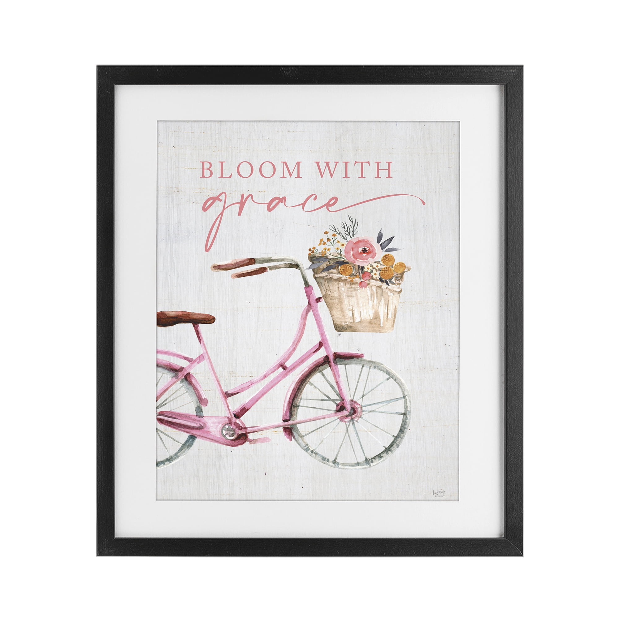 Stupell Industries Bloom With Grace Bicycle Black Framed Print Under Glass, design by Lux + Me Designs