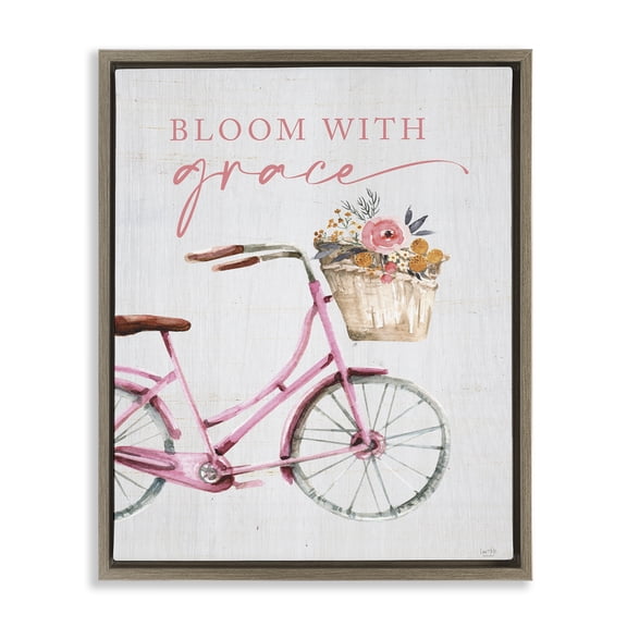 Stupell Industries Bloom With Grace Bicycle Brown Framed Floater Canvas Wall Art, design by Lux + Me Designs