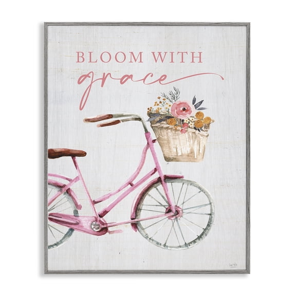Stupell Industries Bloom With Grace Bicycle Gray Framed Giclee Art, design by Lux + Me Designs