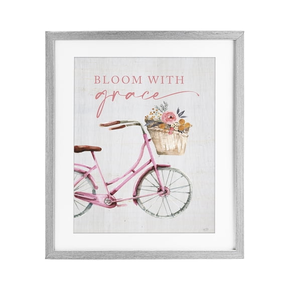 Stupell Industries Bloom With Grace Bicycle Gray Framed Print Under Glass, design by Lux + Me Designs