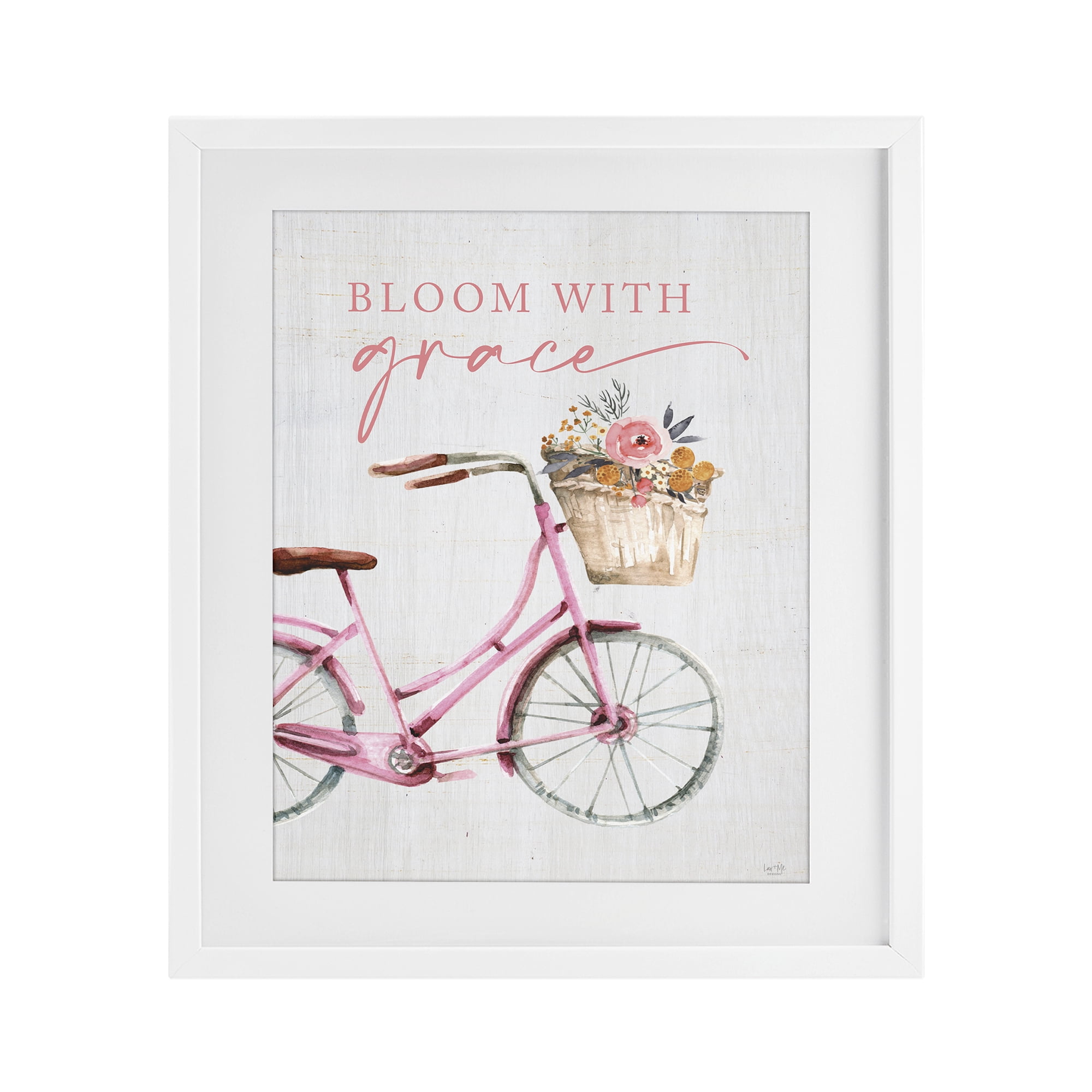 Stupell Industries Bloom With Grace Bicycle White Framed Print Under Glass, design by Lux + Me Designs