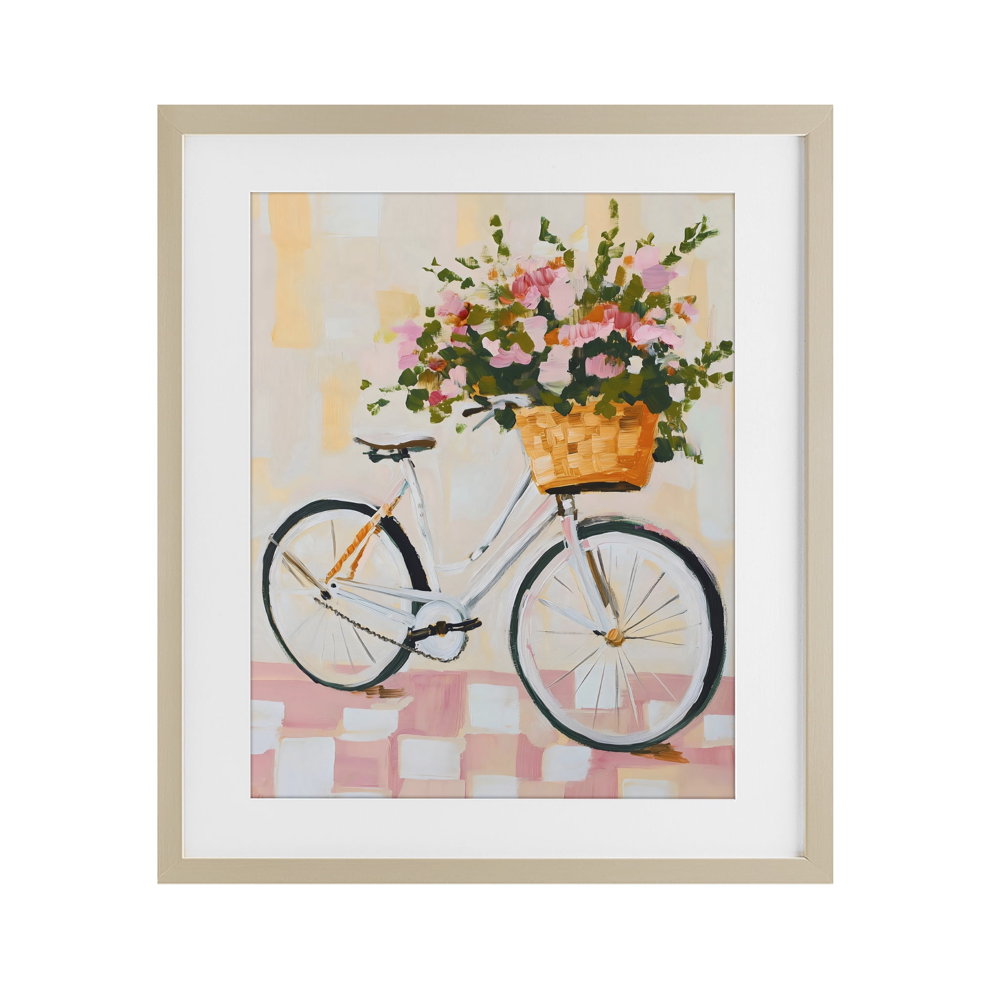 Stupell Industries Blooming Bicycle Basket Birch Framed Print Under Glass, design by The Prints Vibe