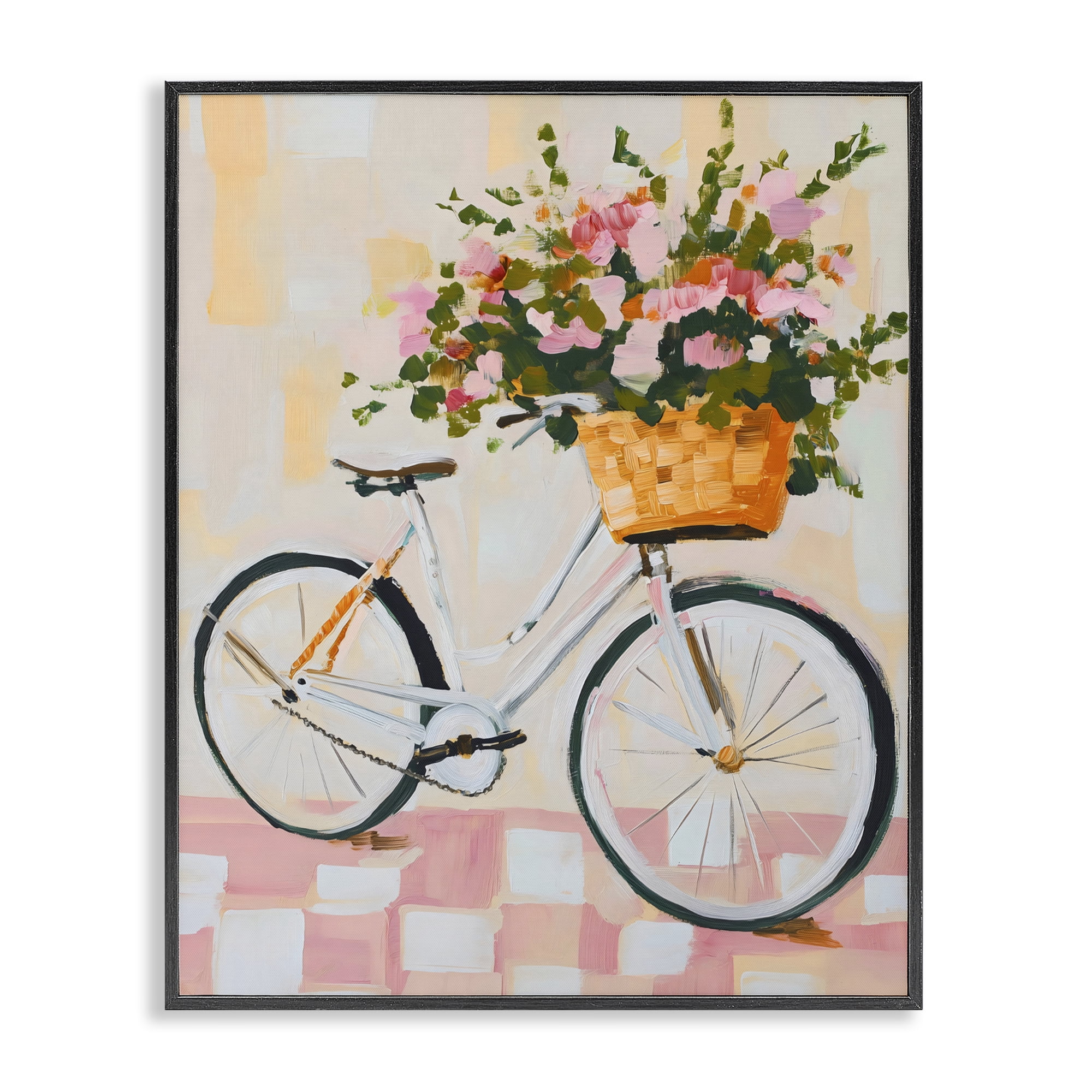 Stupell Industries Blooming Bicycle Basket Black Framed Giclee Art, design by The Prints Vibe