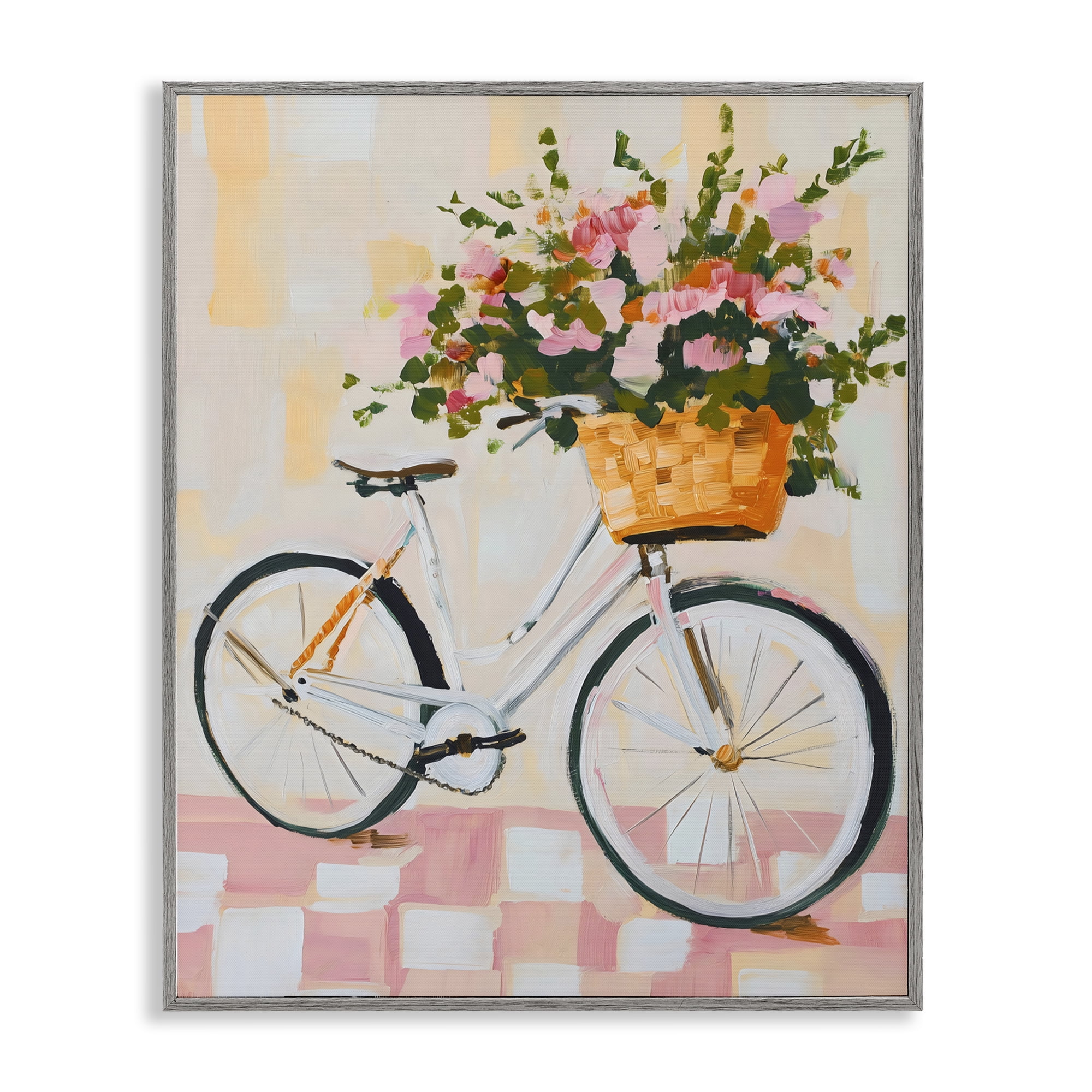 Stupell Industries Blooming Bicycle Basket Gray Framed Giclee Art, design by The Prints Vibe