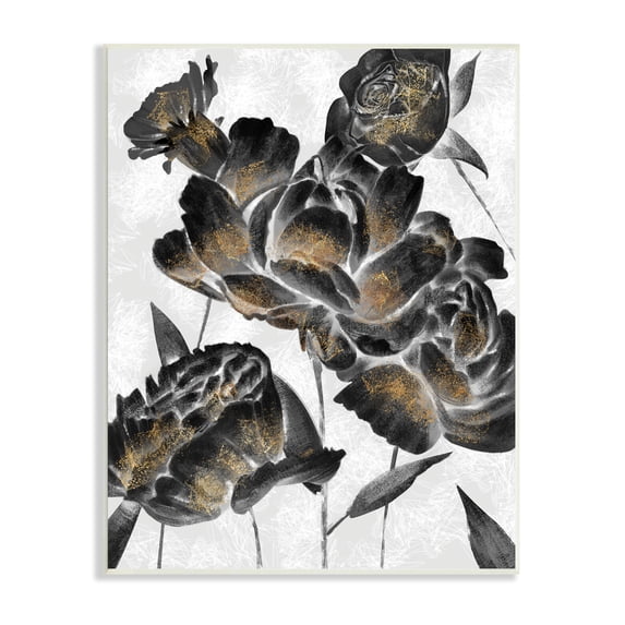 Stupell Industries Blooming Black Roses Dusty Gold Pollen Detail, 10 x 15, Designed by Ziwei Li