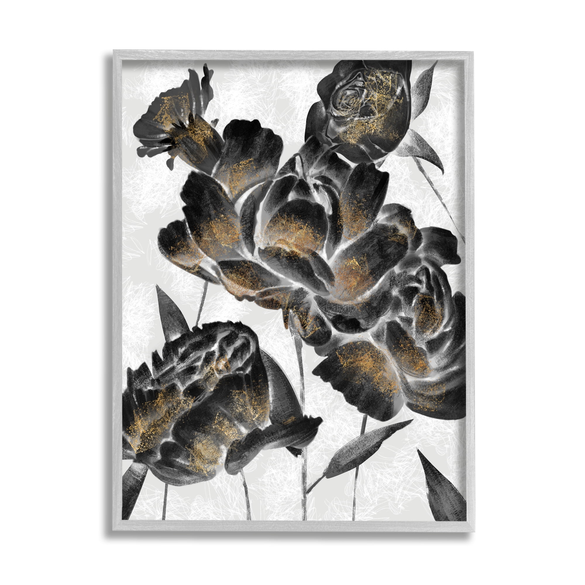 Stupell Industries Blooming Black Roses Dusty Gold Pollen Detail, 11 x 14, Designed by Ziwei Li
