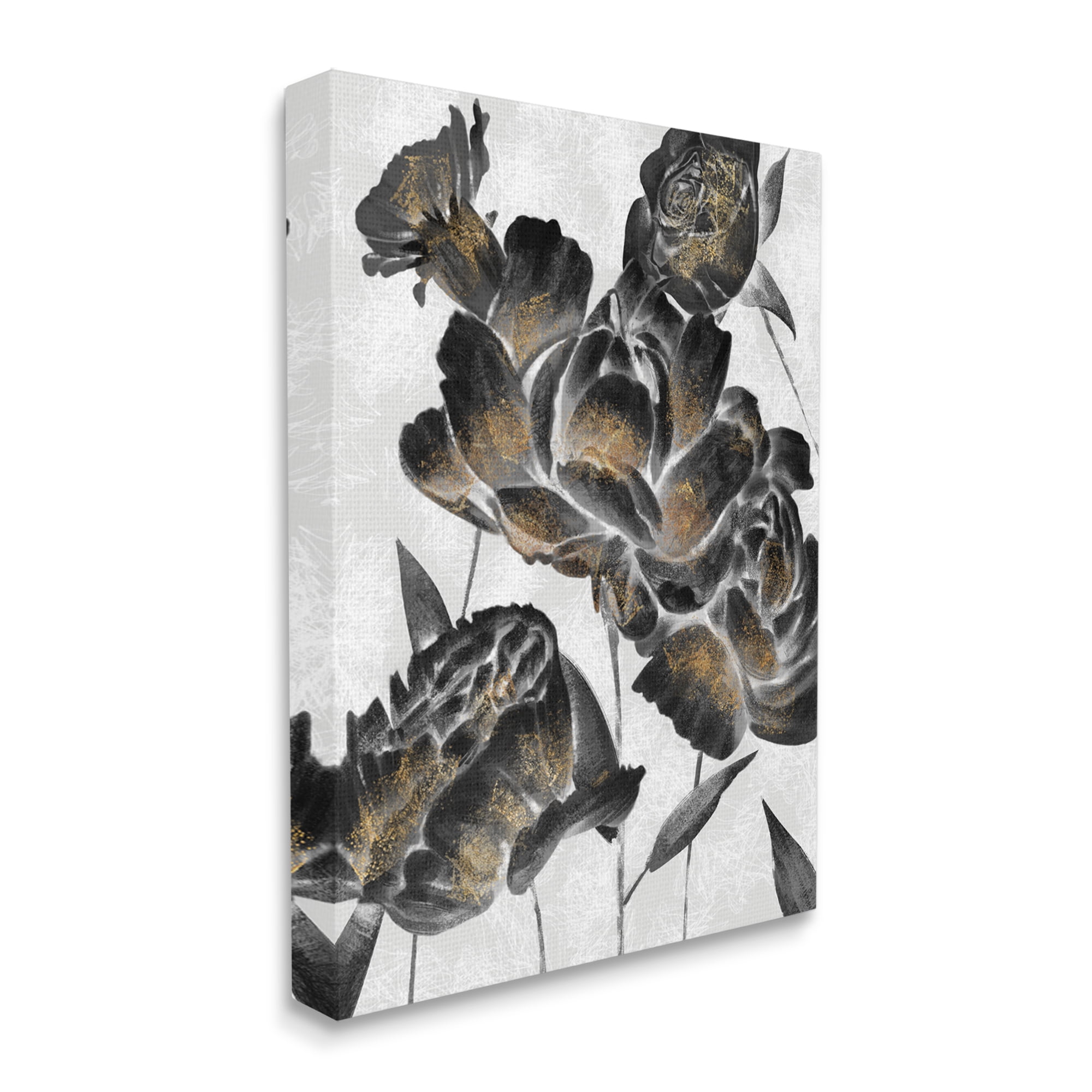Stupell Industries Blooming Black Roses Dusty Gold Pollen Detail, 36 x 48, Designed by Ziwei Li