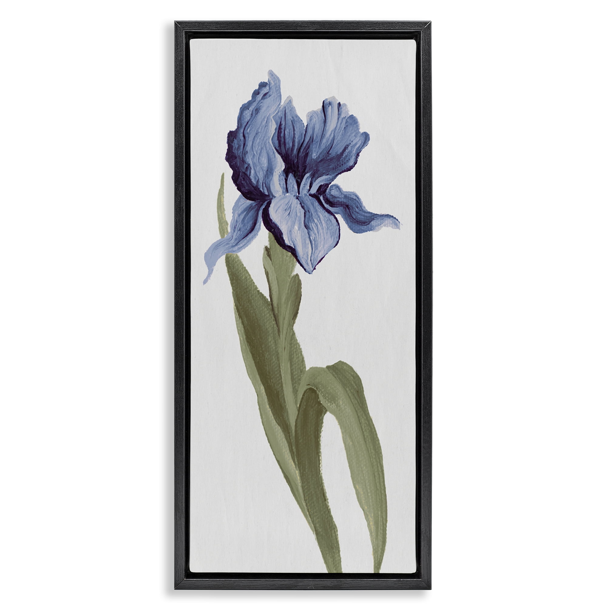 Stupell Industries Blooming Blue Iris Botanical & Floral Painting Black Floater Framed Art Print Wall Art, 15 x 31