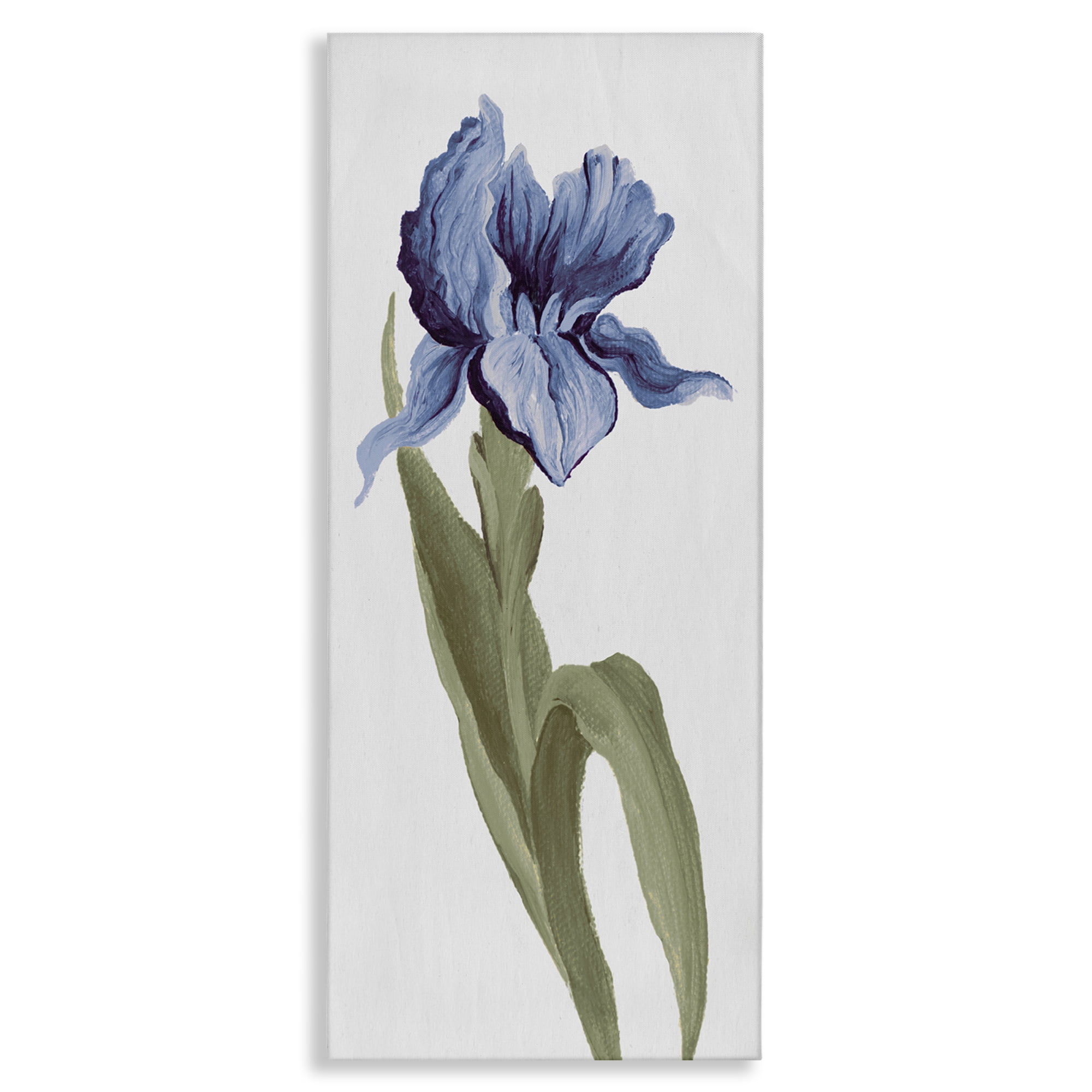Stupell Industries Blooming Blue Iris Botanical & Floral Painting Gallery Wrapped Canvas Art Print Wall Art, 10 x 24