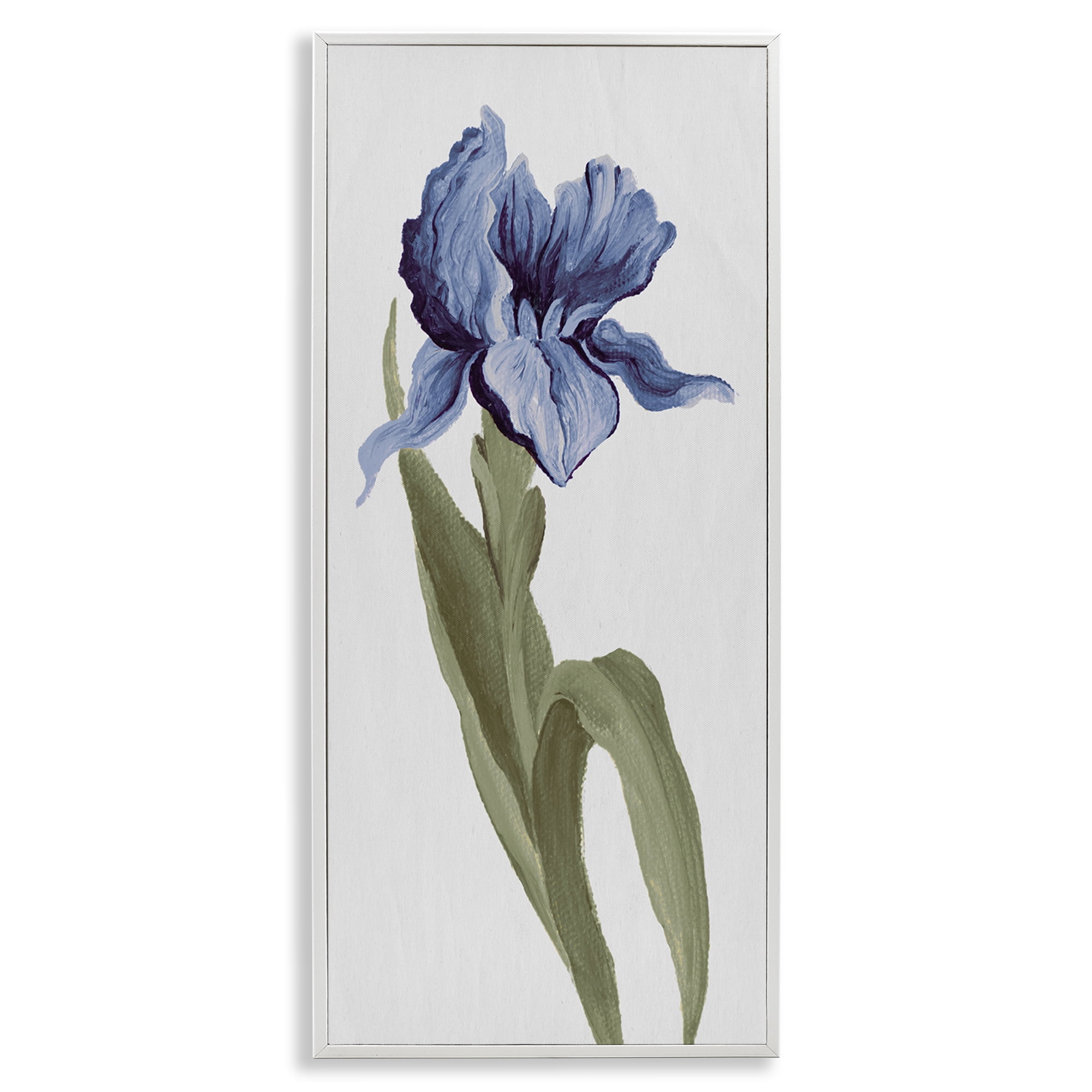 Stupell Industries Blooming Blue Iris Botanical & Floral Painting White Framed Art Print Wall Art, 10 x 24