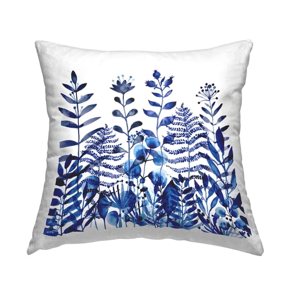 Stupell Industries Blooming Blue Woodland Ferns Square Decorative Printed Throw Pillow, 18 x 18,