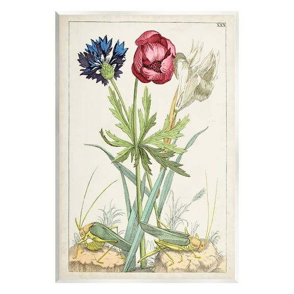 Stupell Industries Blooming Bulbs & Grasshoppers Botanical & Floral Painting Unframed Art Print Wall Art, 10 x 15