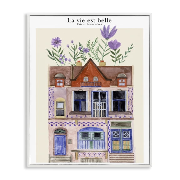 Stupell Industries Blooming City Building Buildings & Architecture Painting White Framed Art Print Wall Art, 24 x 30