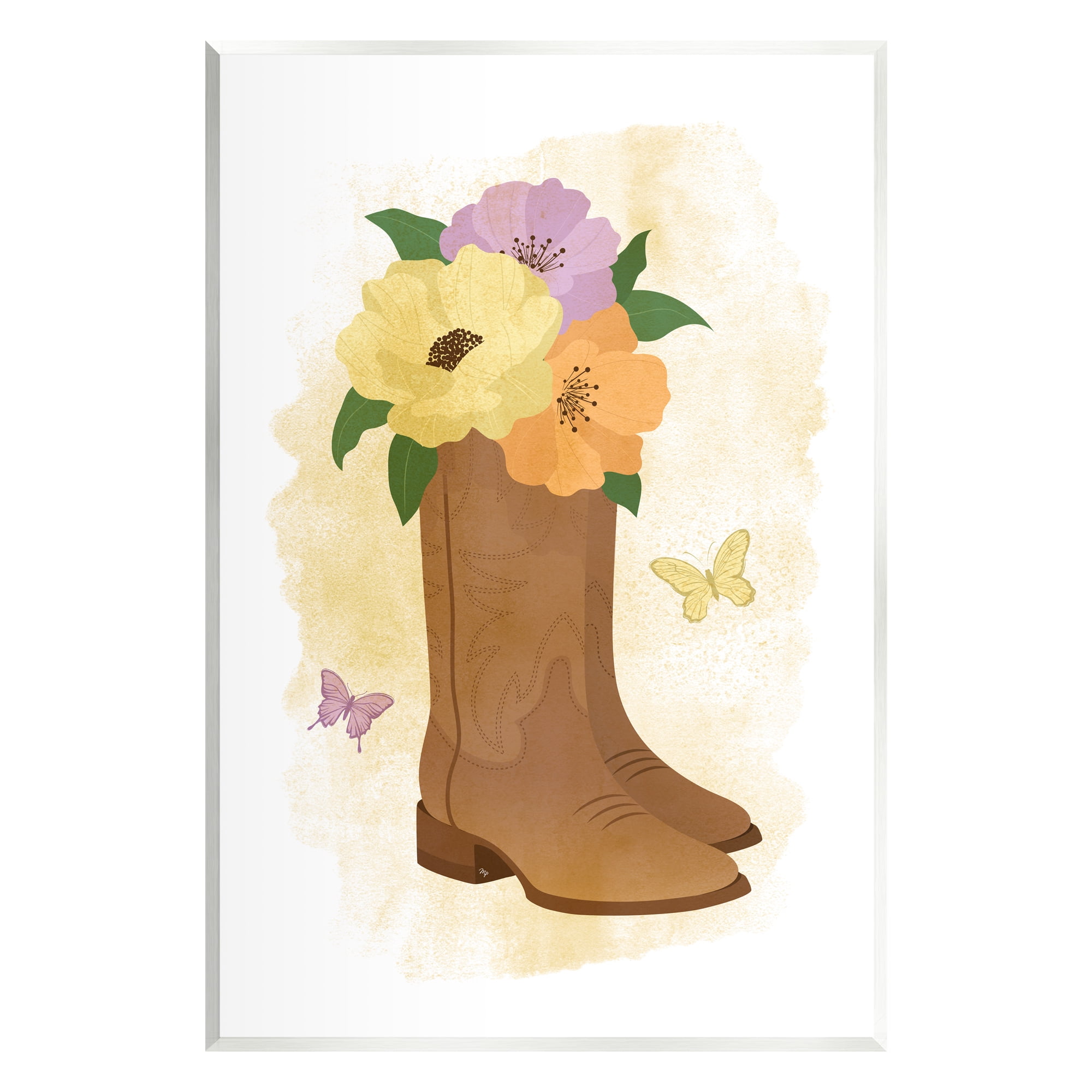 Stupell Industries Blooming Country Boots Botanical & Floral Painting Unframed Art Print Wall Art, 10 x 15