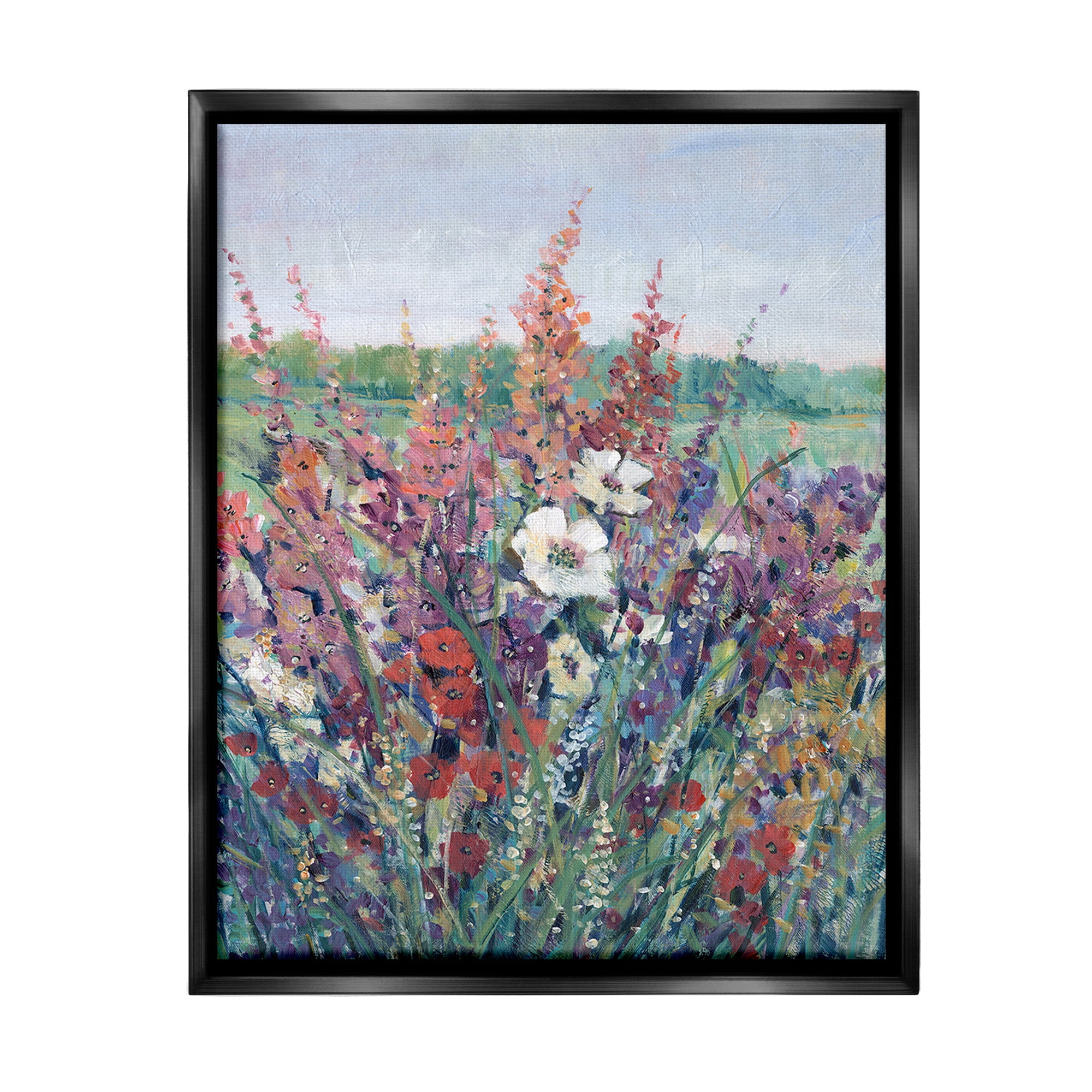 Stupell Industries Blooming Country Botanicals Botanical & Floral Painting Black Floater Framed Canvas Art Print Wall Art, 25 x 31
