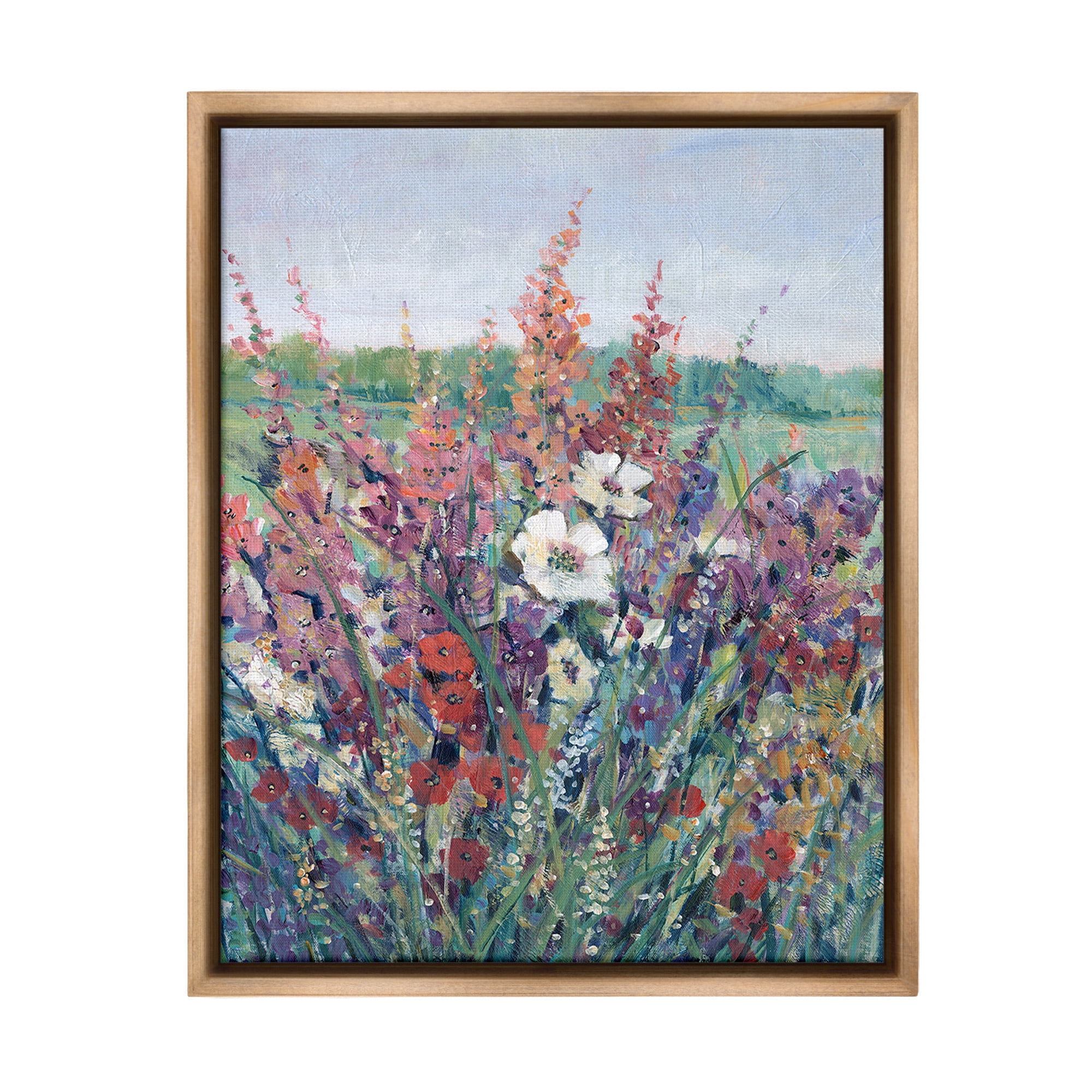 Stupell Industries Blooming Country Botanicals Botanical & Floral Painting Brown Floater Framed Canvas Art Print Wall Art, 25 x 31
