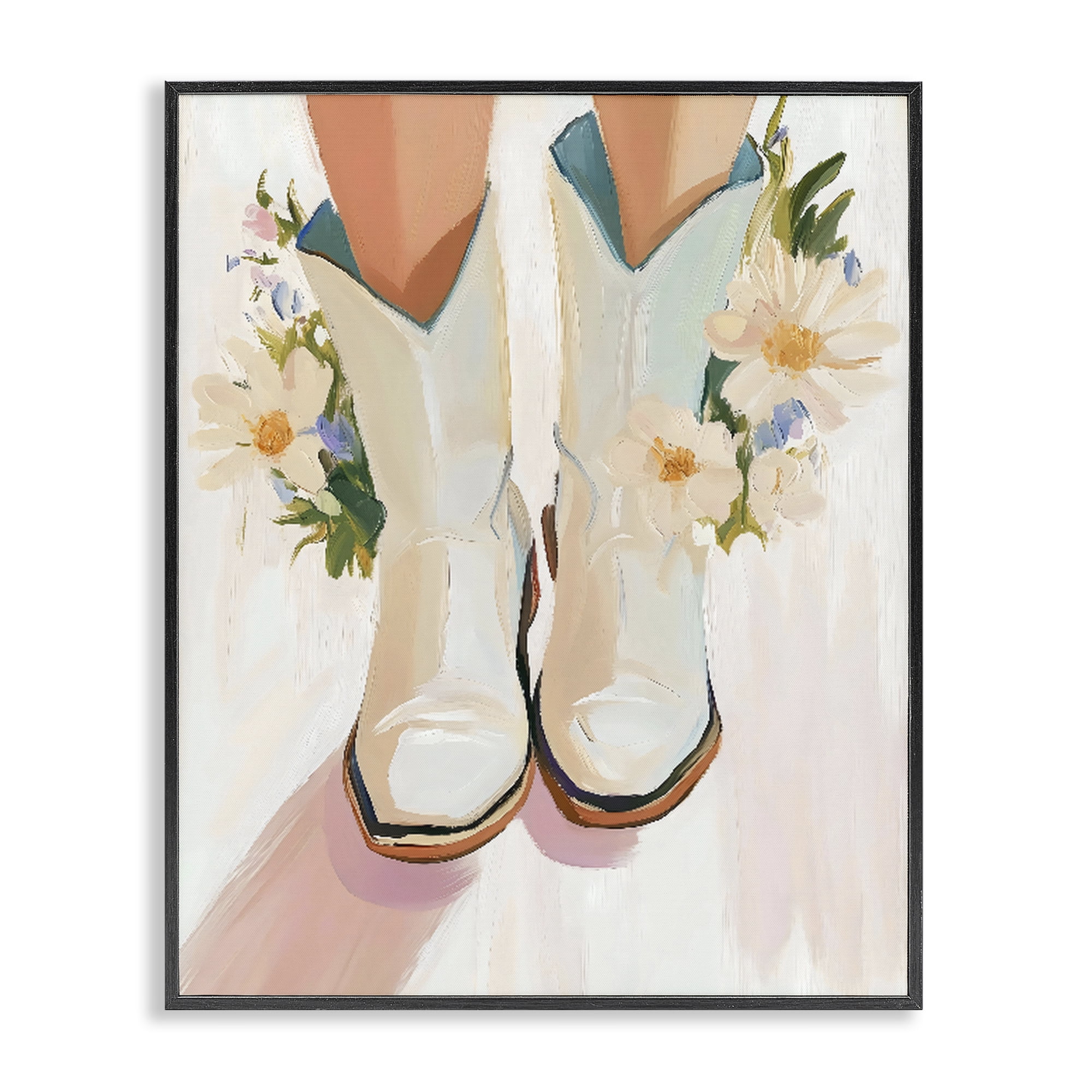 Stupell Industries Blooming Cowgirl Boots Black Framed Giclee Art, design by The Prints Vibe