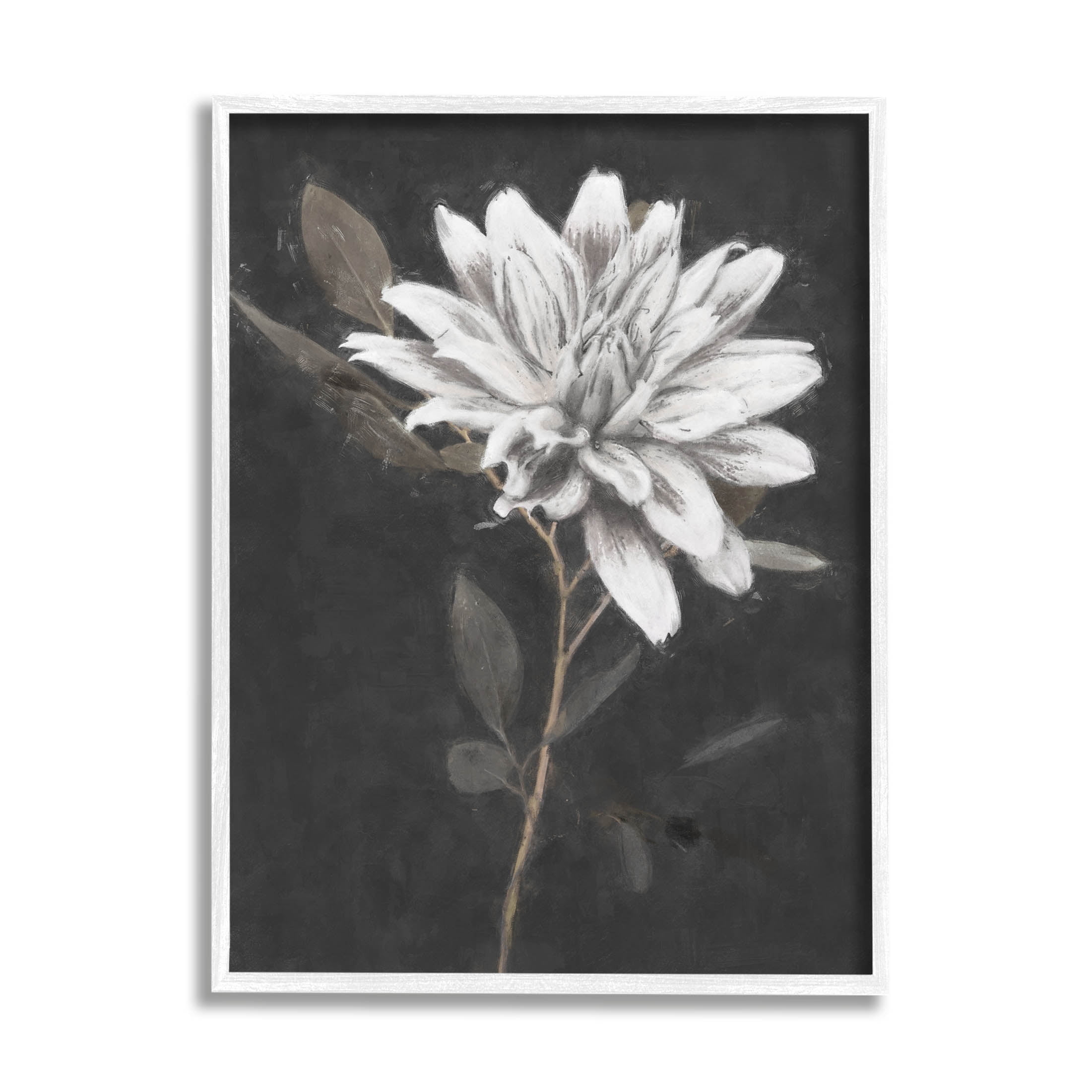 Stupell Industries Blooming Dahlia Flower Black Background Painting White Framed Art Print Wall Art, Design by Nina Blue