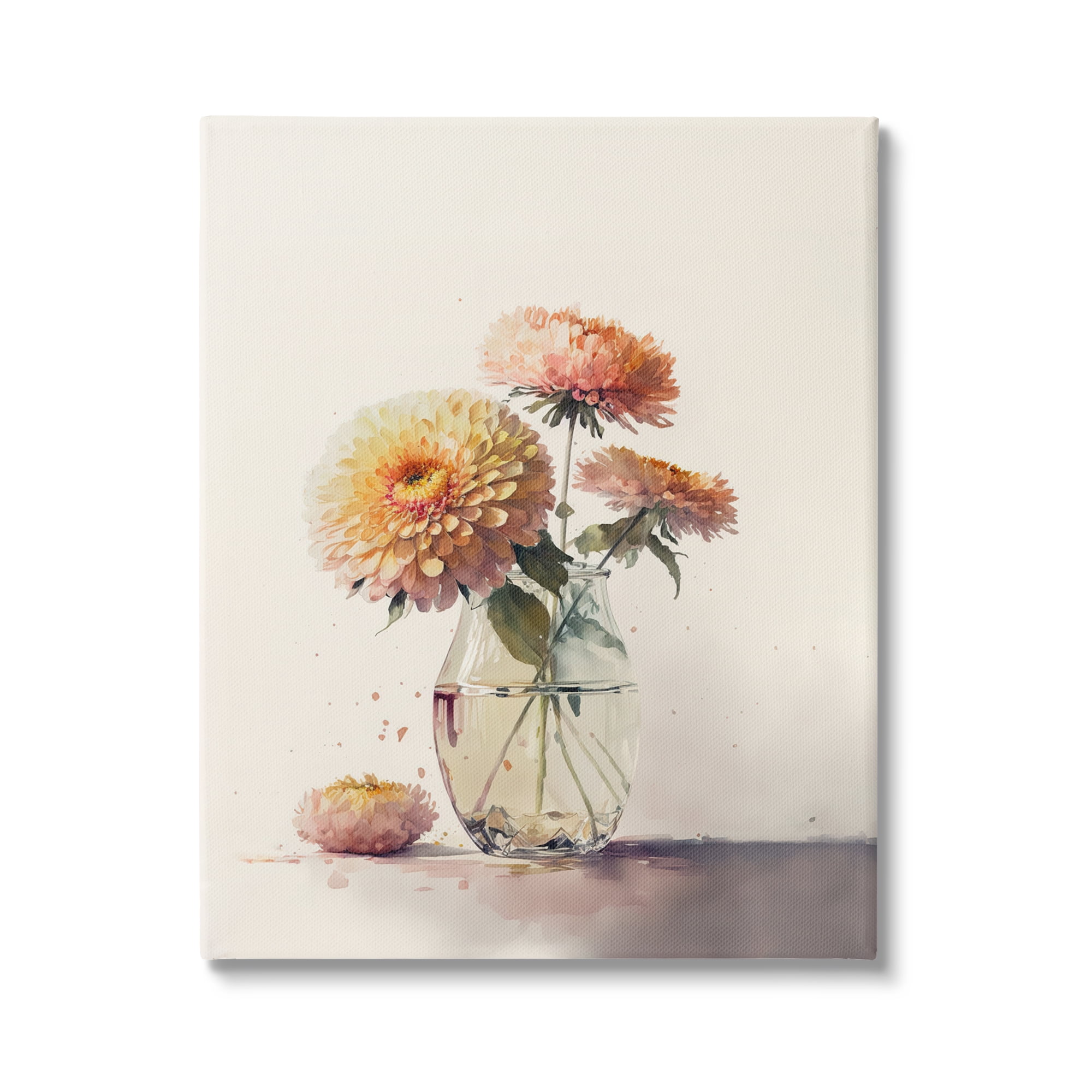 Stupell Industries Blooming Dahlias Painting Botanical & Floral Painting Gallery Wrapped Canvas Art Print Wall Art, 24 x 30