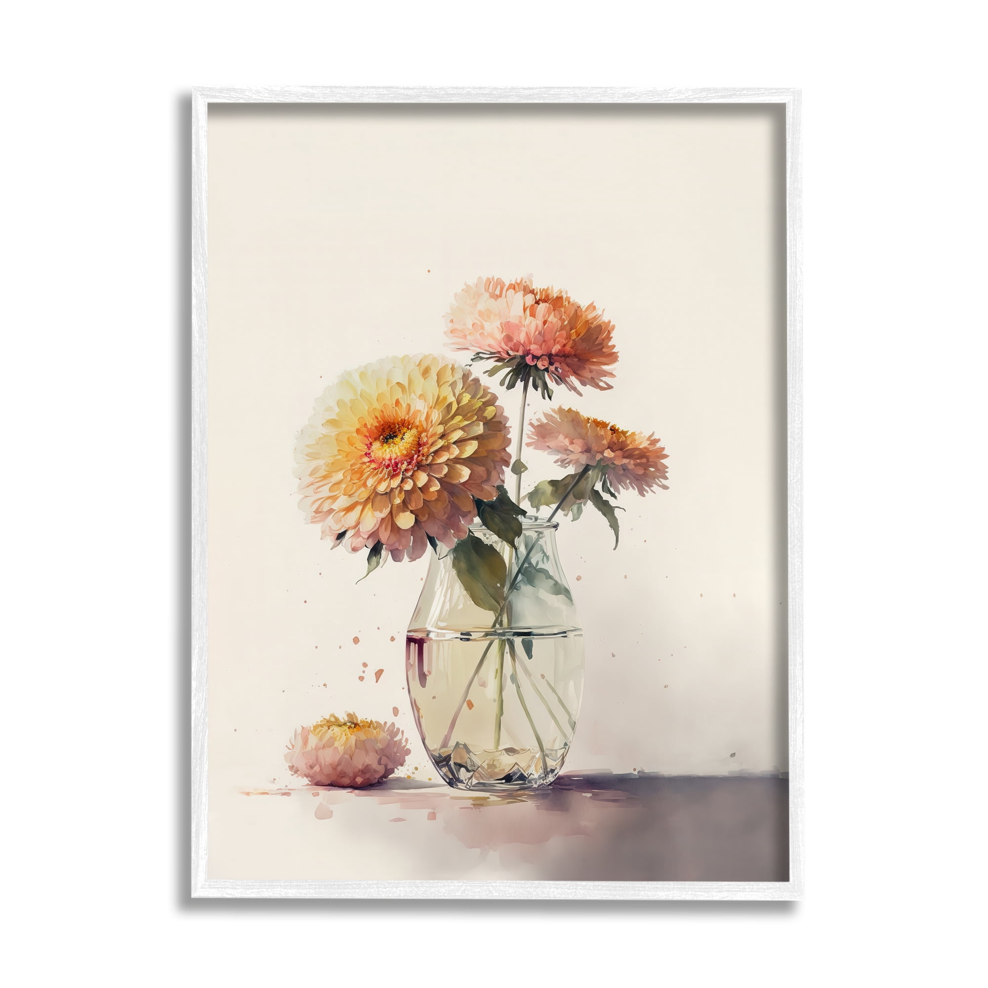 Stupell Industries Blooming Dahlias Painting Botanical & Floral Painting White Framed Art Print Wall Art, 11 x 14
