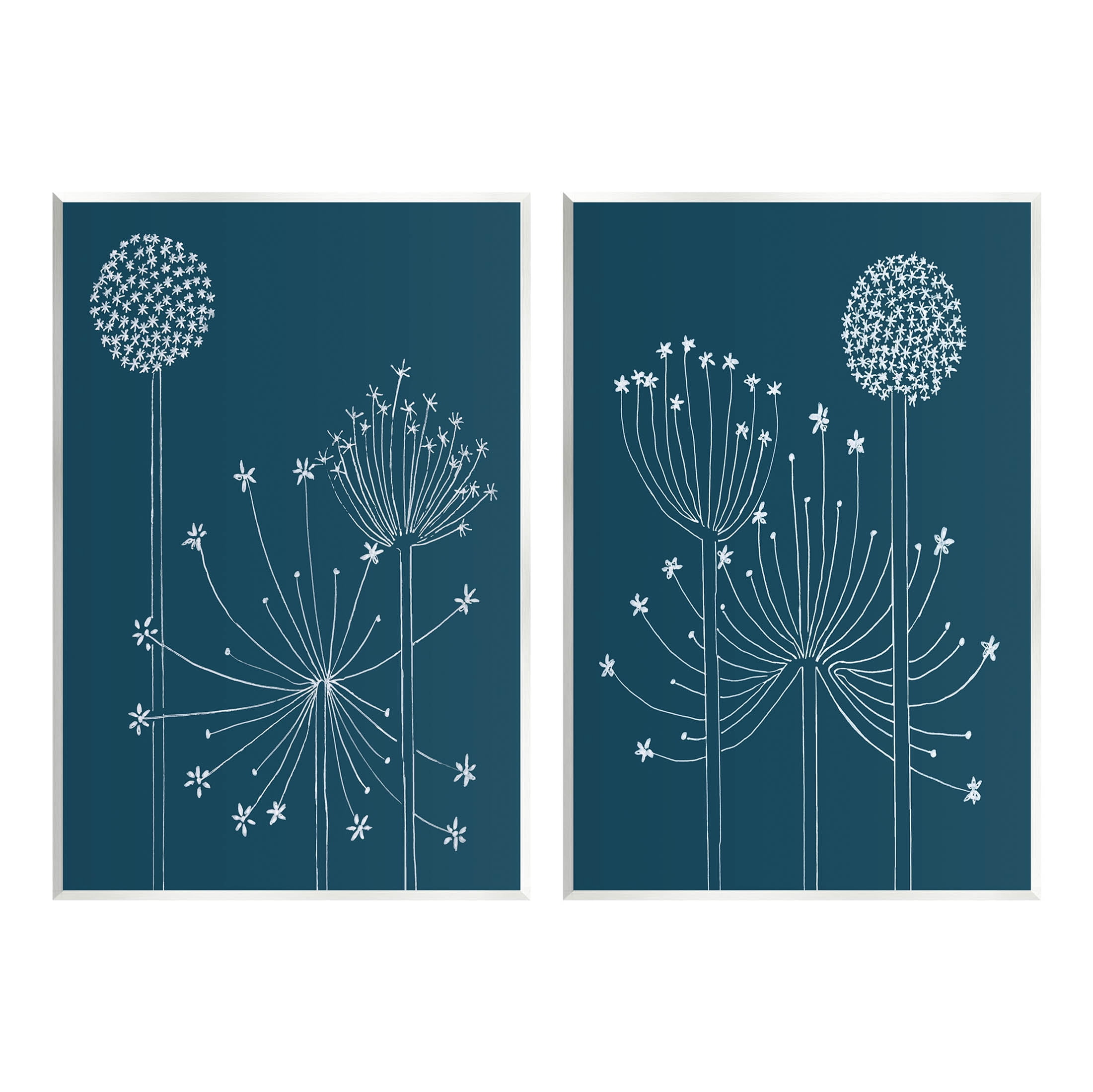 Stupell Industries Blooming Dandelions Line Drawing Graphic Art Unframed Art Print Wall Art, Set of 2, Design by Alicia Longley