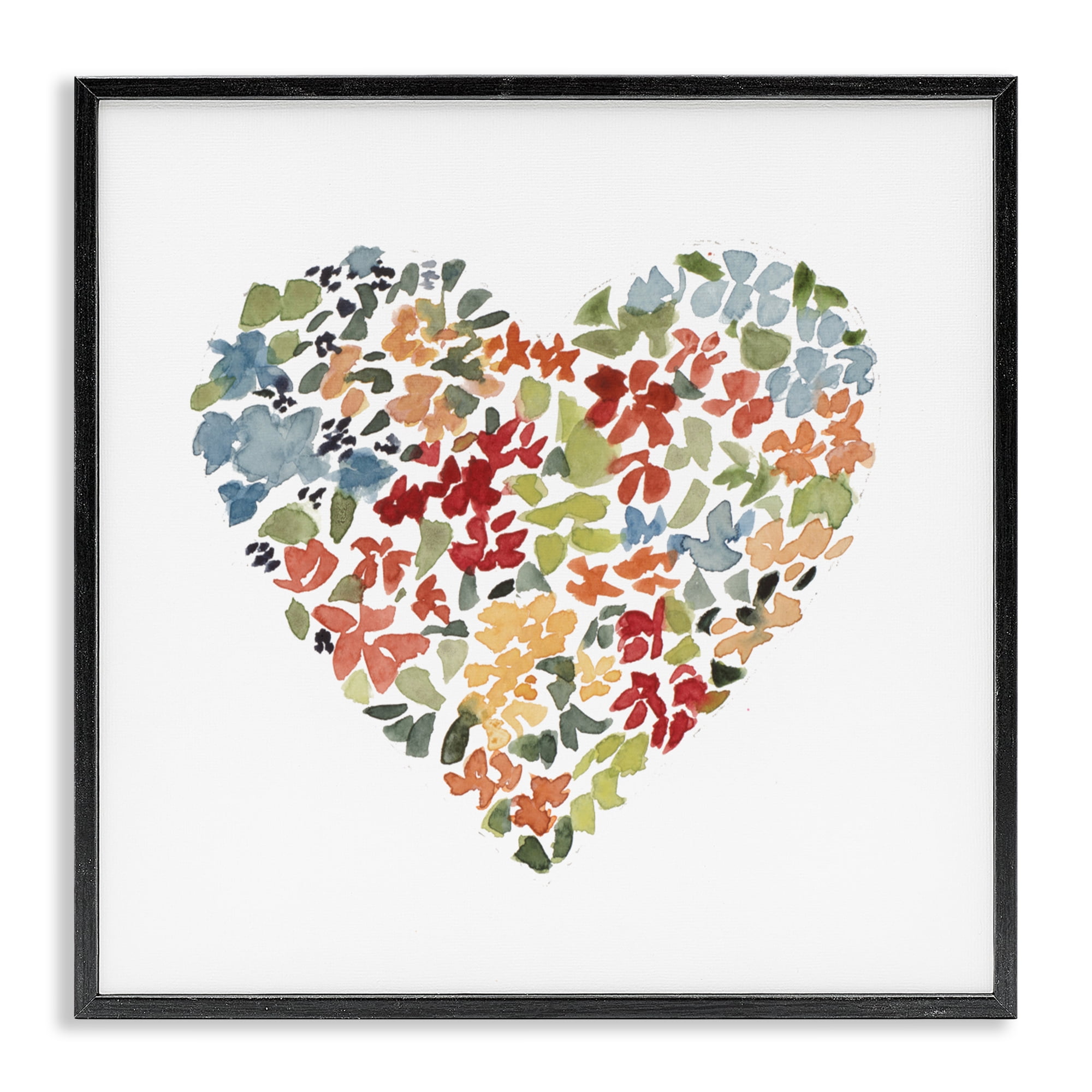 Stupell Industries Blooming Earth Tone Heart Black Framed Giclee Art, design by Lanie Loreth