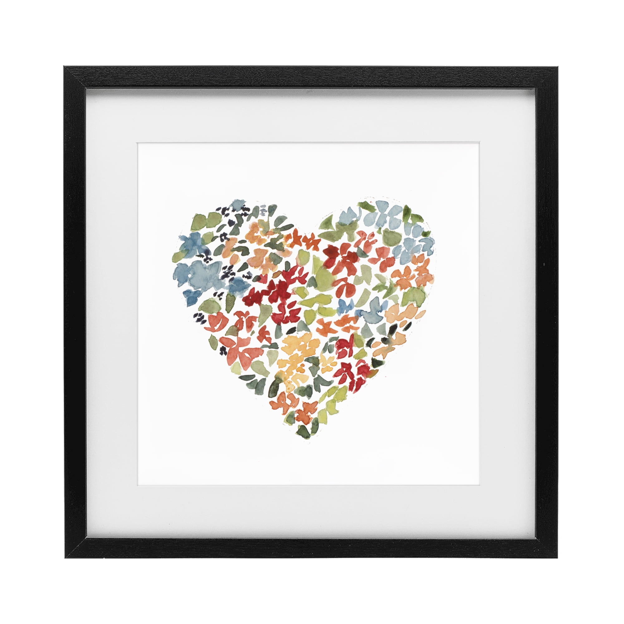 Stupell Industries Blooming Earth Tone Heart Black Framed Print Under Glass, design by Lanie Loreth