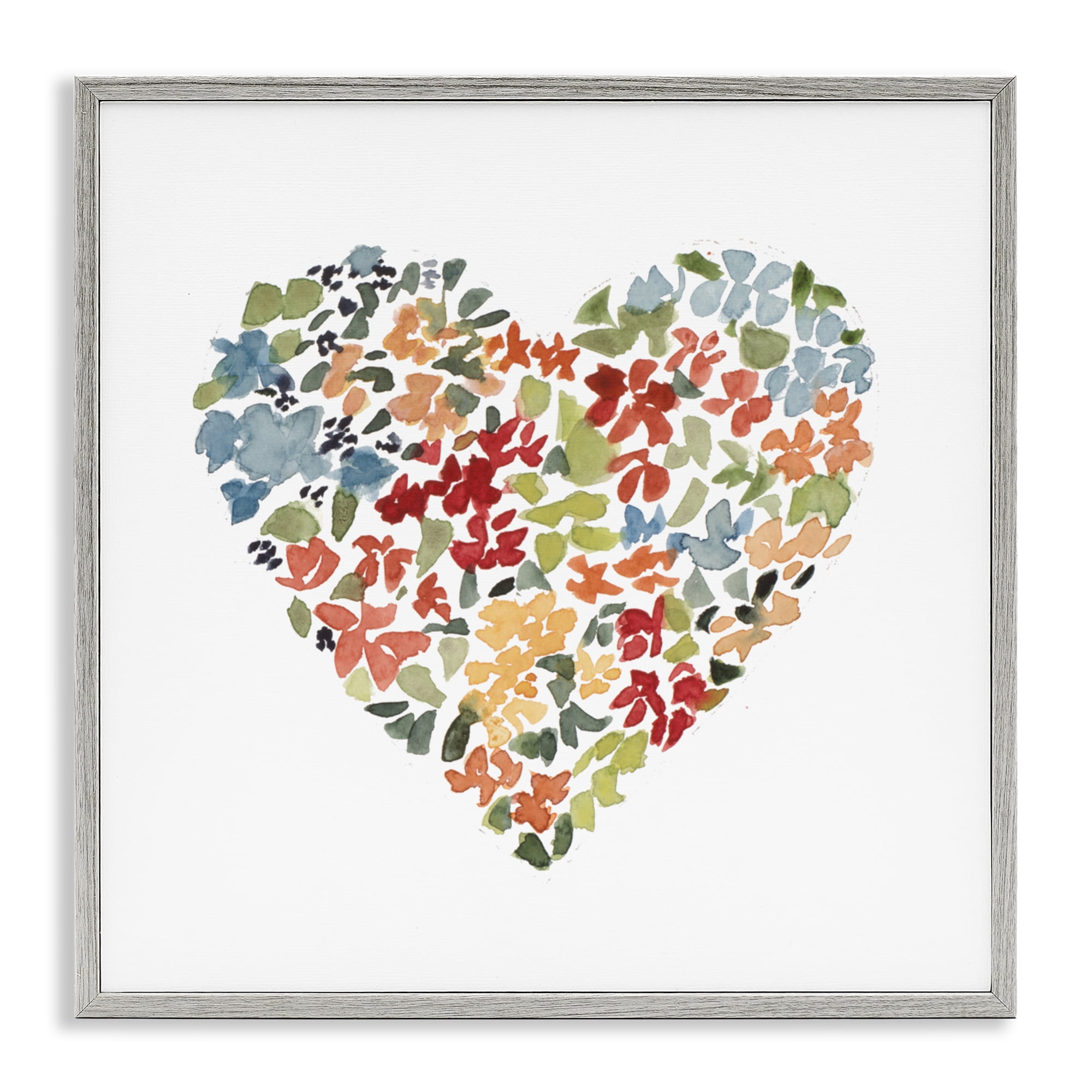 Stupell Industries Blooming Earth Tone Heart Gray Framed Giclee Art, design by Lanie Loreth