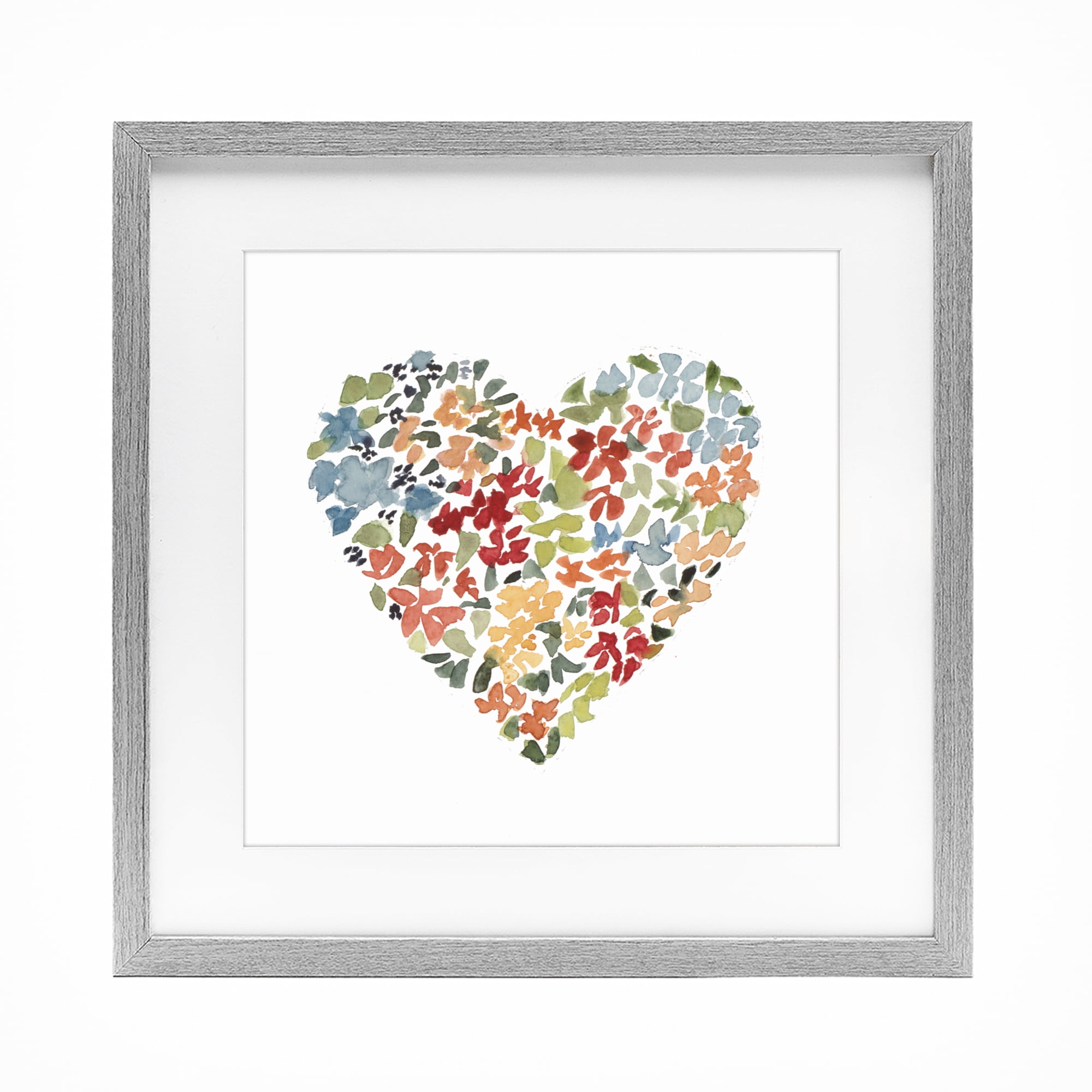 Stupell Industries Blooming Earth Tone Heart Gray Framed Print Under Glass, design by Lanie Loreth