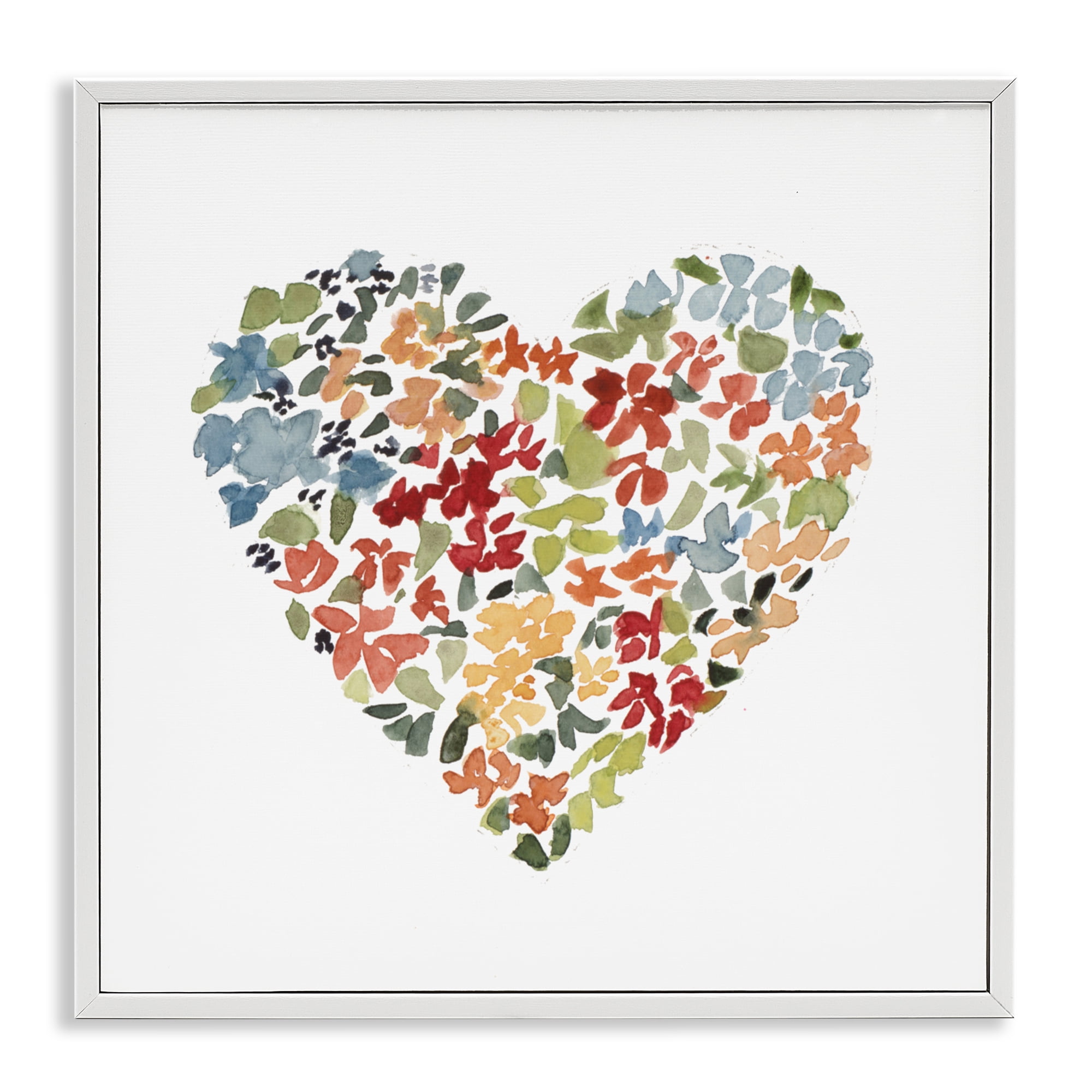 Stupell Industries Blooming Earth Tone Heart White Framed Giclee Art, design by Lanie Loreth