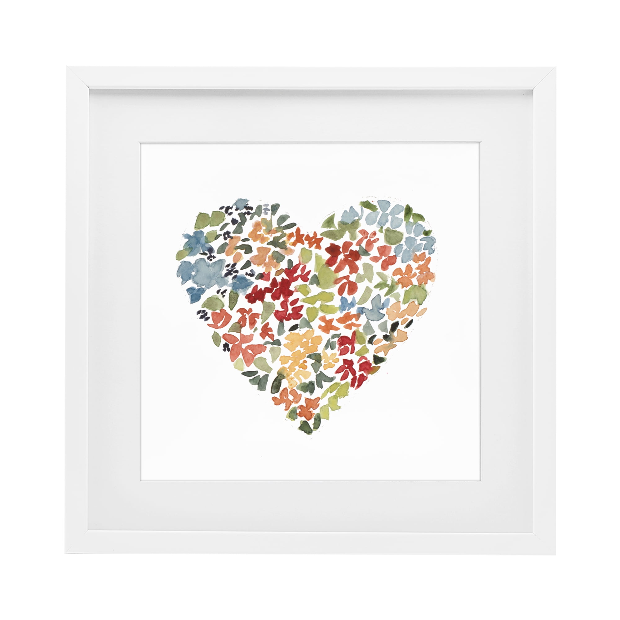 Stupell Industries Blooming Earth Tone Heart White Framed Print Under Glass, design by Lanie Loreth