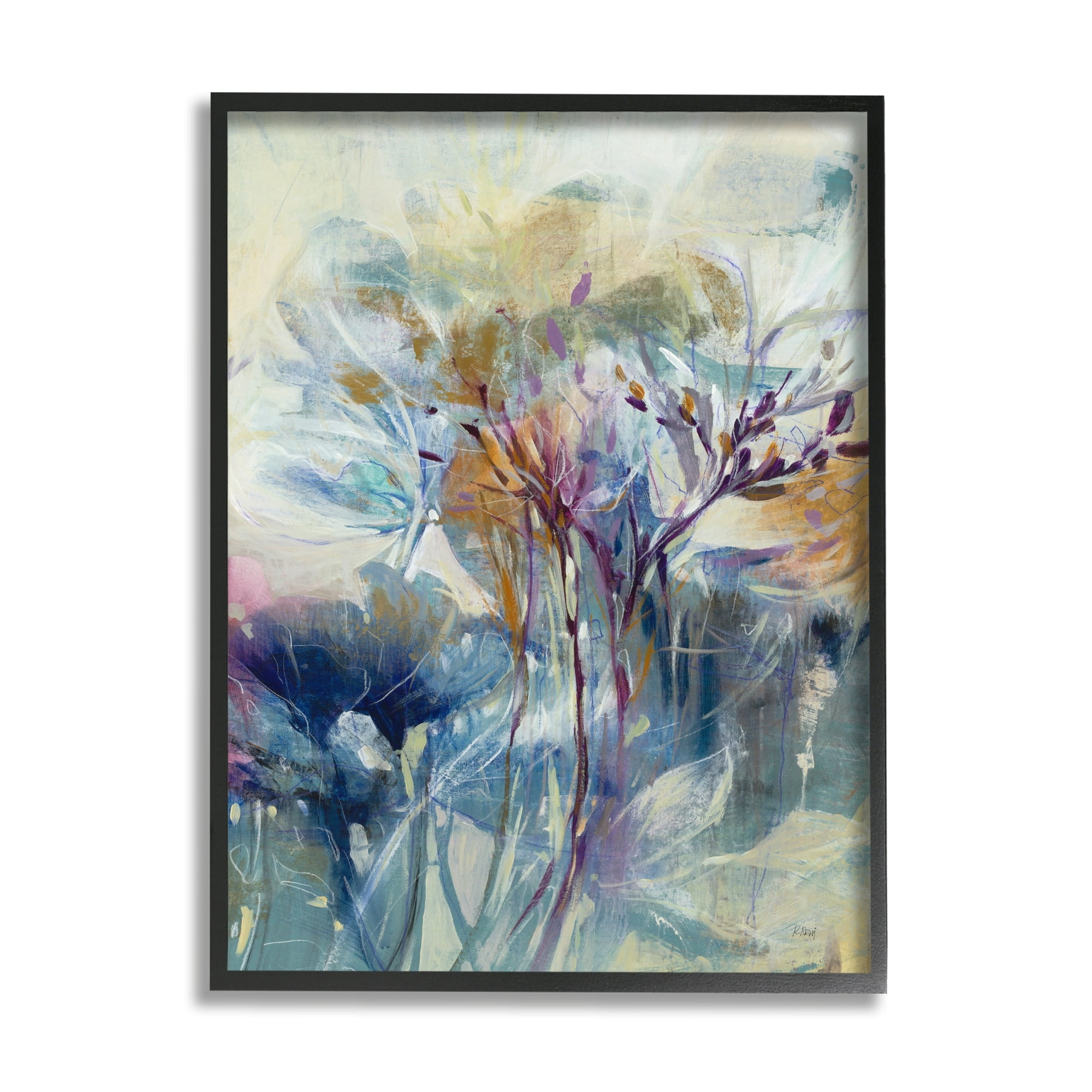 Stupell Industries Blooming Floral Blossoms Layered Botanical Outline Painting Painting Black Framed Art Print Wall Art, Design by K. Nari