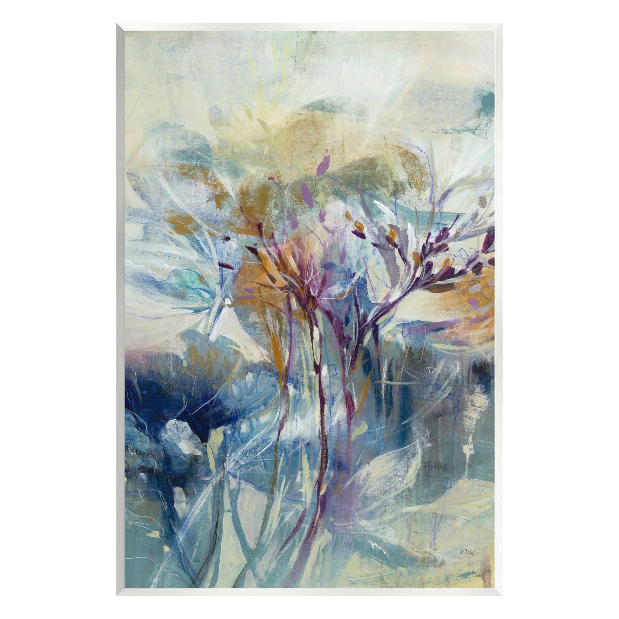 Stupell Industries Blooming Floral Blossoms Layered Botanical Outline Painting Painting Unframed Art Print Wall Art, Design by K. Nari