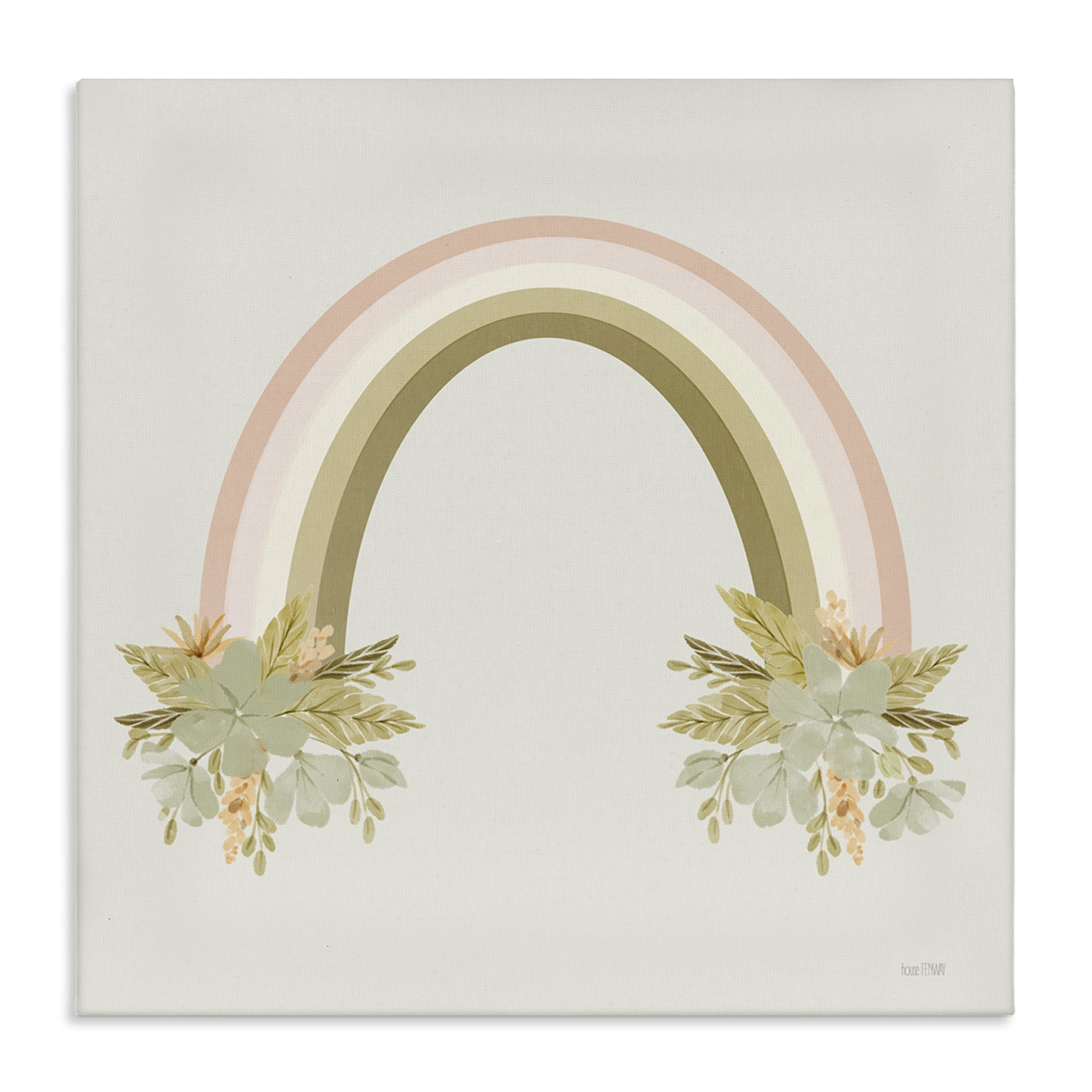Stupell Industries Blooming Floral Rainbow Landscape & Nature Painting Wrapped Canvas Art Print Wall Art, 24 x 24