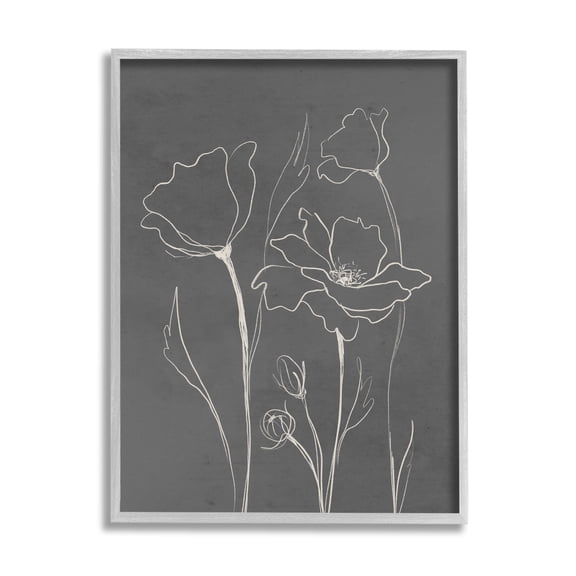 Stupell Industries Blooming Flower Buds Casual Grey Line Doodle Graphic Art Gray Framed Art Print Wall Art, Design by Elizabeth Medley