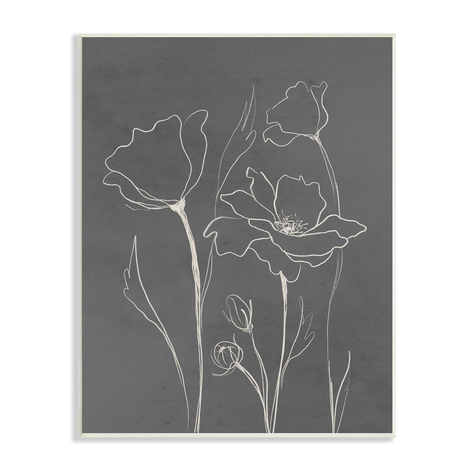 Stupell Industries Blooming Flower Buds Casual Grey Line Doodle Graphic Art Unframed Art Print Wall Art, Design by Elizabeth Medley