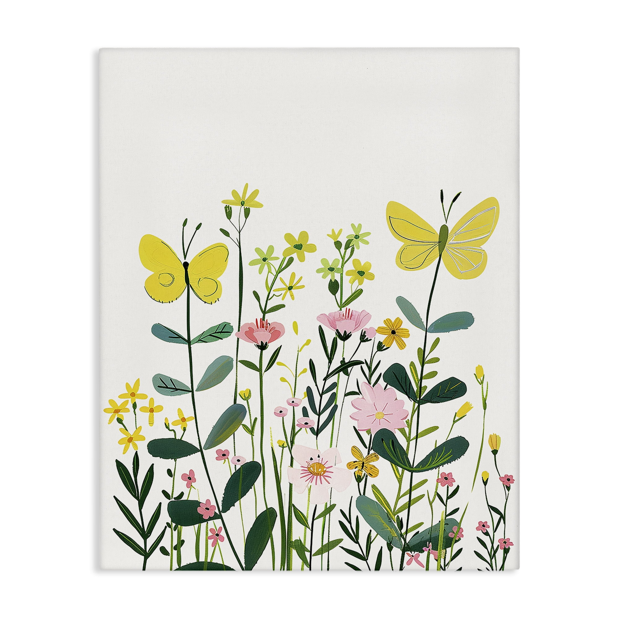 Stupell Industries Blooming Garden Butterflies Plants & Flowers Painting Wrapped Canvas Art Print Wall Art, 24 x 30