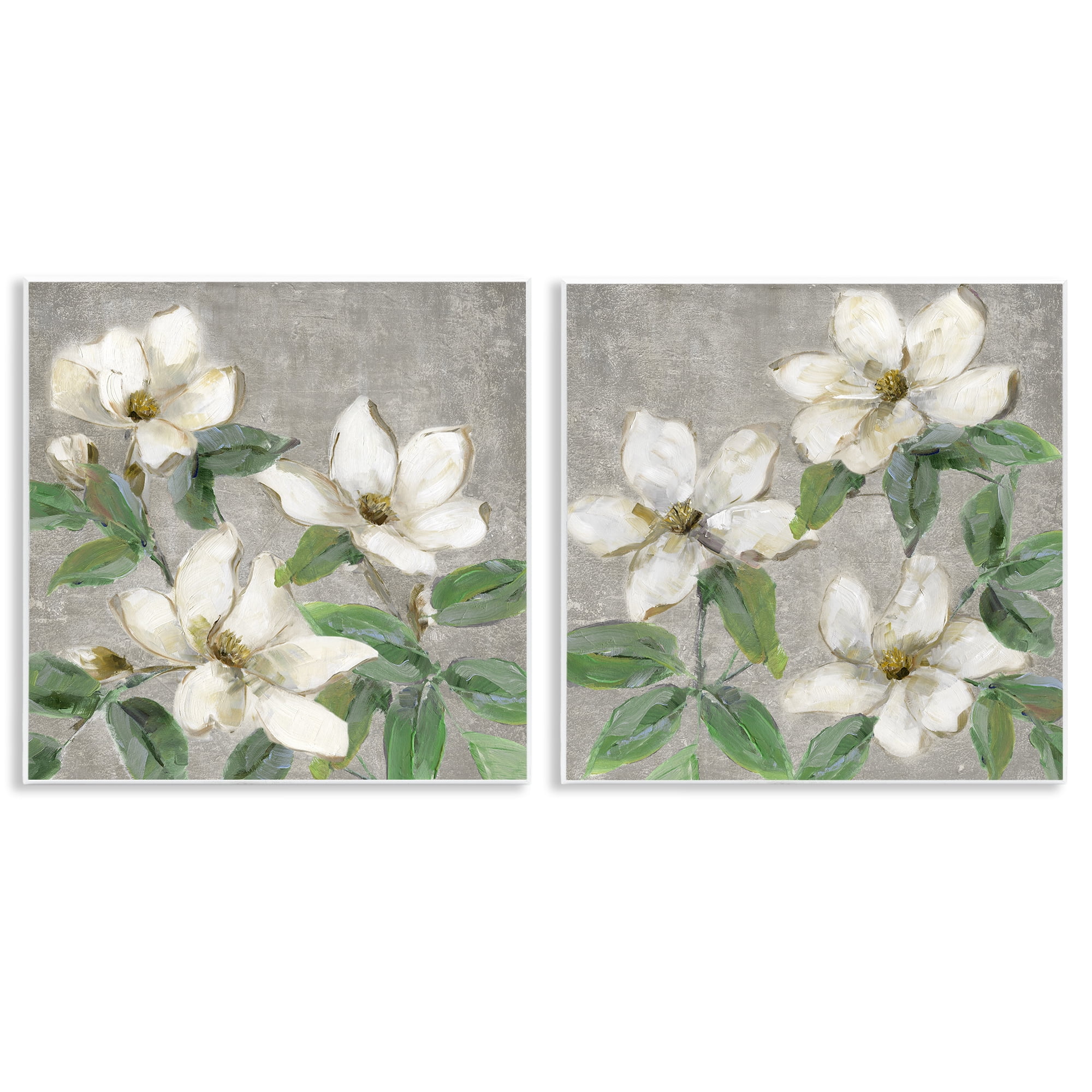 Stupell Industries Blooming Ivory Magnolias 2 Piece Wall Plaque Art Set, design by Sally Swatland