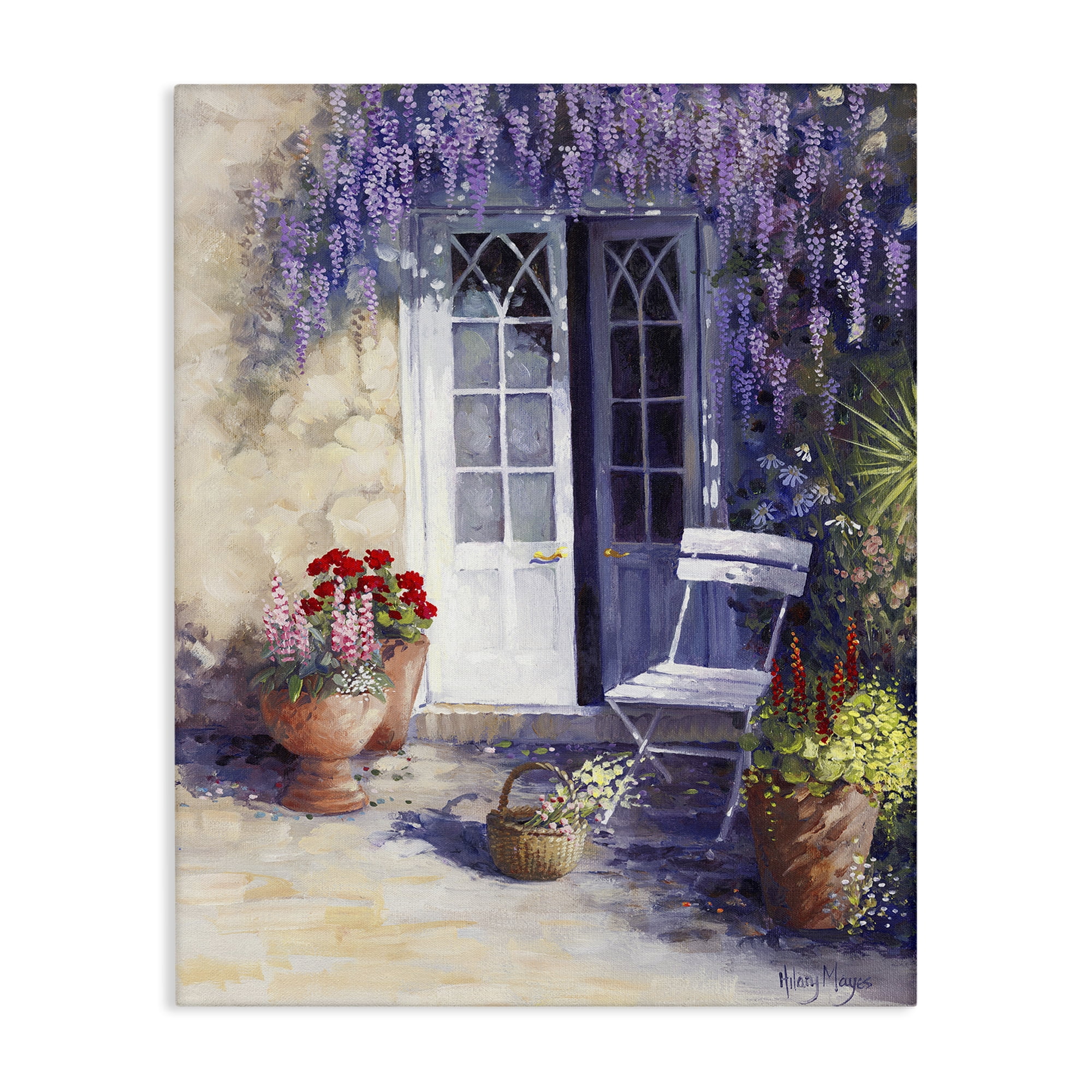 Stupell Industries Blooming Lavender Doorway Buildings & Architecture Painting Wrapped Canvas Art Print Wall Art, 16 x 20