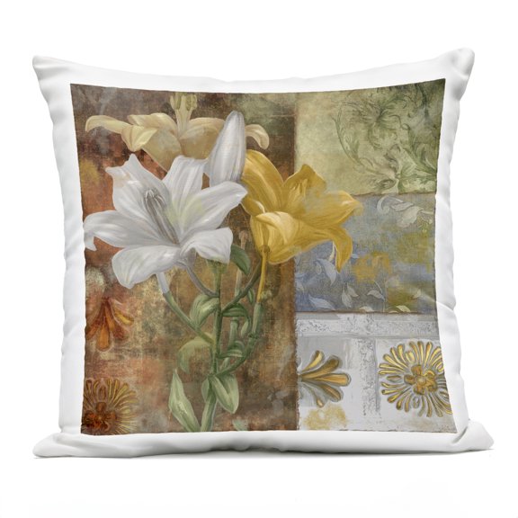 Stupell Industries Blooming Lilies on Tile Pattern Design by Sasha Outdoor Printed Pillow