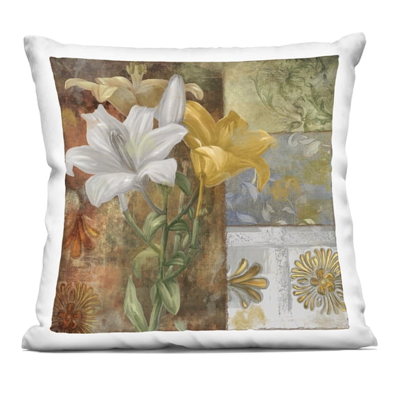 Stupell Industries Blooming Lilies on Tile Pattern Design by Sasha Throw Pillow