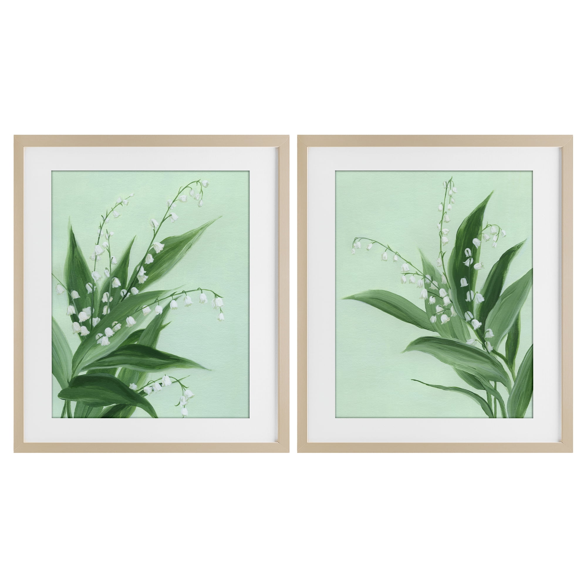 Stupell Industries Blooming Lily of Valley 2 Piece Birch Framed Print Under Glass Set, design by Grace Popp